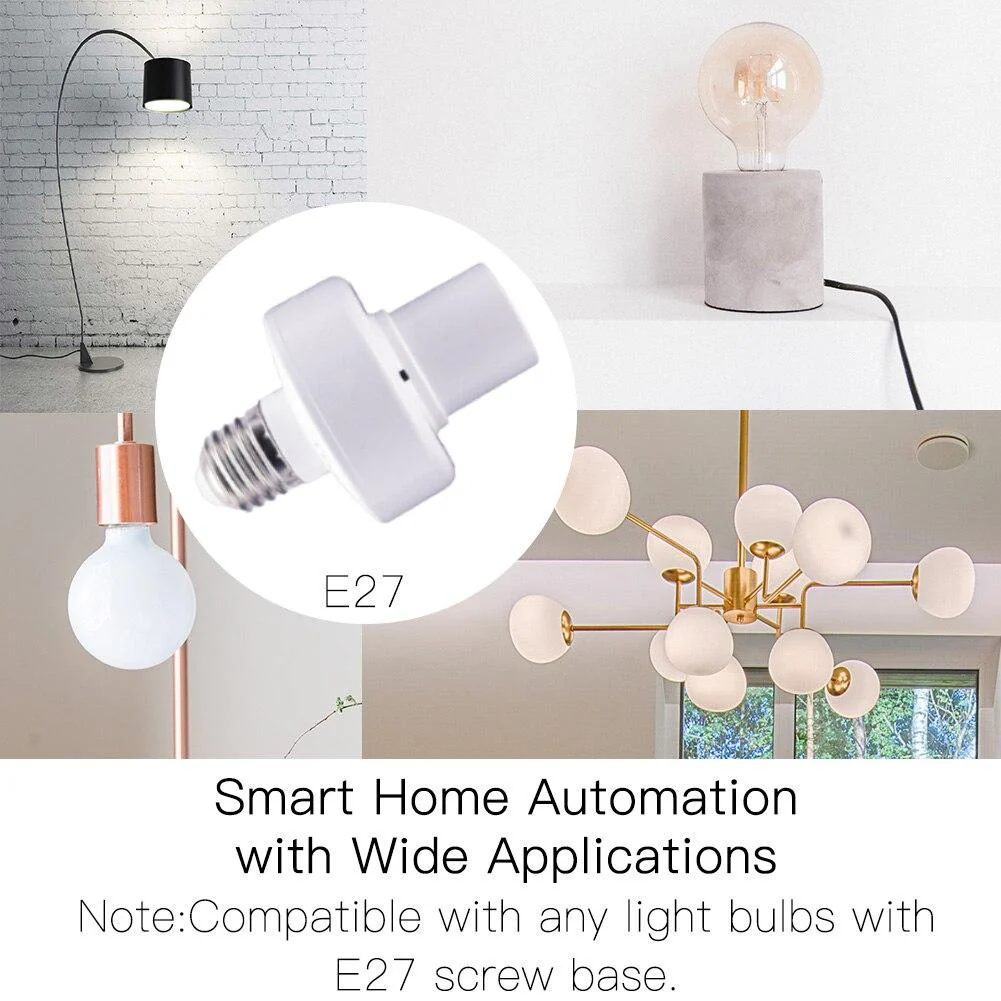 MOES WiFi Smart Light Bulb Adapter Lamp Holder Base AC 85-250V Timmer Remote E27 Lampholder 5