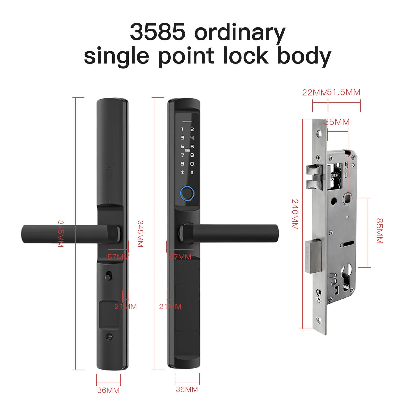 MOES WiFi Smart Narrow Side Fingerprint Coded Door Lock Remote Control Waterproof Two Handle Optional 7