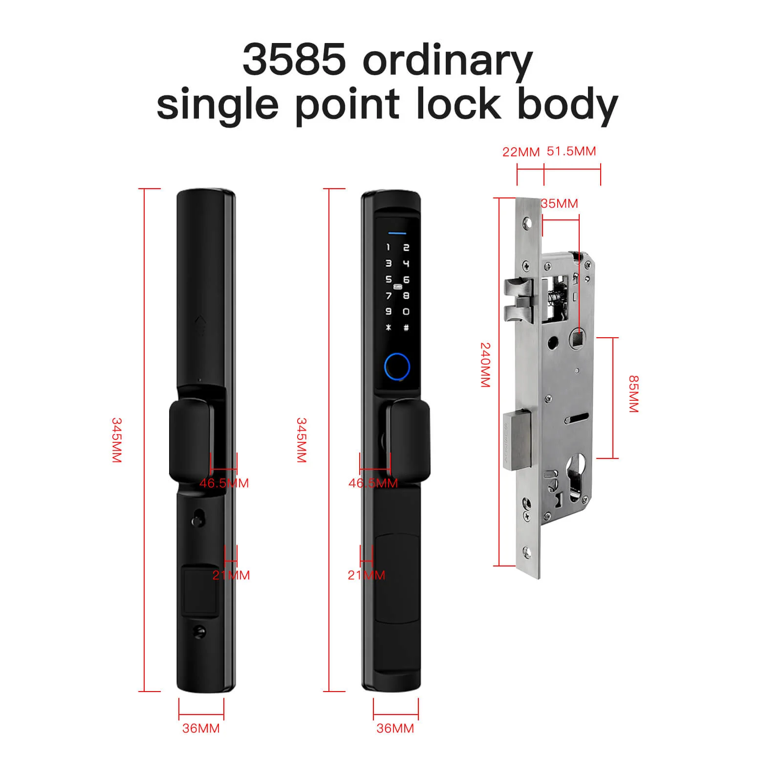 MOES WiFi Smart Narrow Side Fingerprint Coded Door Lock Remote Control Waterproof Two Handle Optional 8