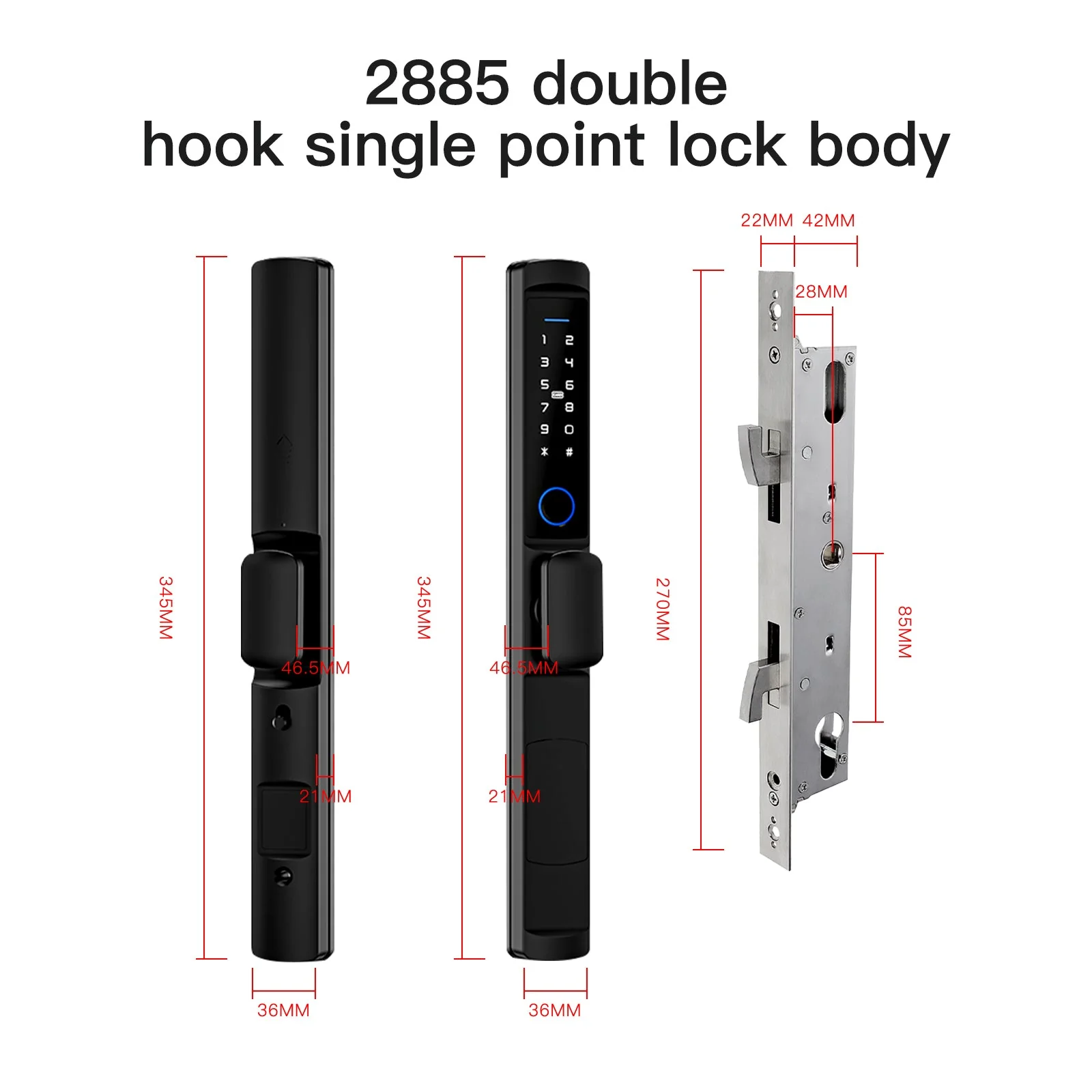MOES WiFi Smart Narrow Side Fingerprint Coded Door Lock Remote Control Waterproof Two Handle Optional 11
