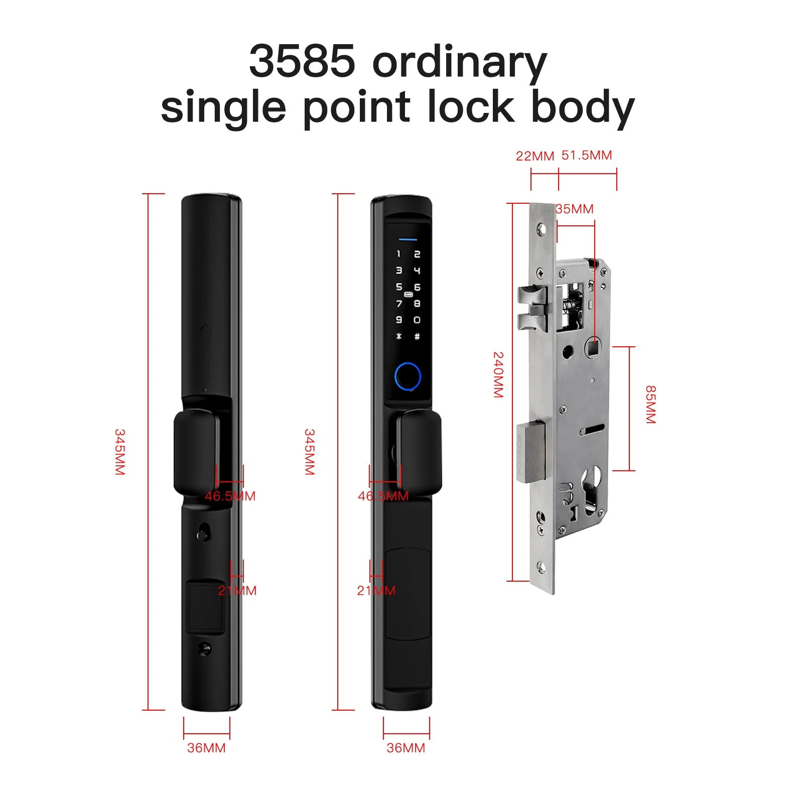 MOES WiFi Smart Narrow Side Fingerprint Coded Door Lock Remote Control Waterproof Two Handle Optional 12