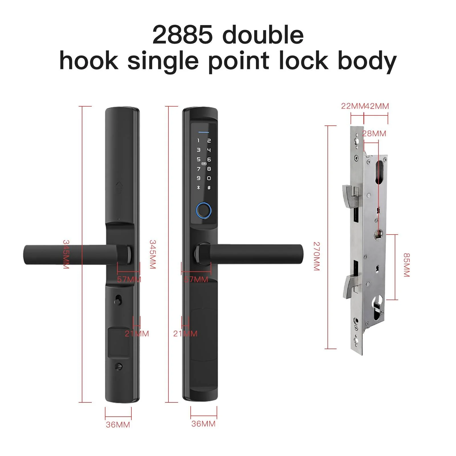 MOES WiFi Smart Narrow Side Fingerprint Coded Door Lock Remote Control Waterproof Two Handle Optional 13