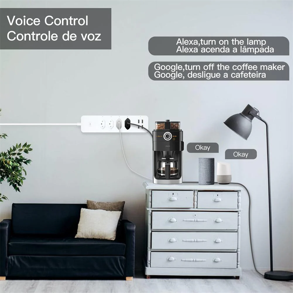 WiFi Smart Power Strip Surge Protector 4 Plug Outlets Electric Socket with USB/Type C [Brazil Version] 4