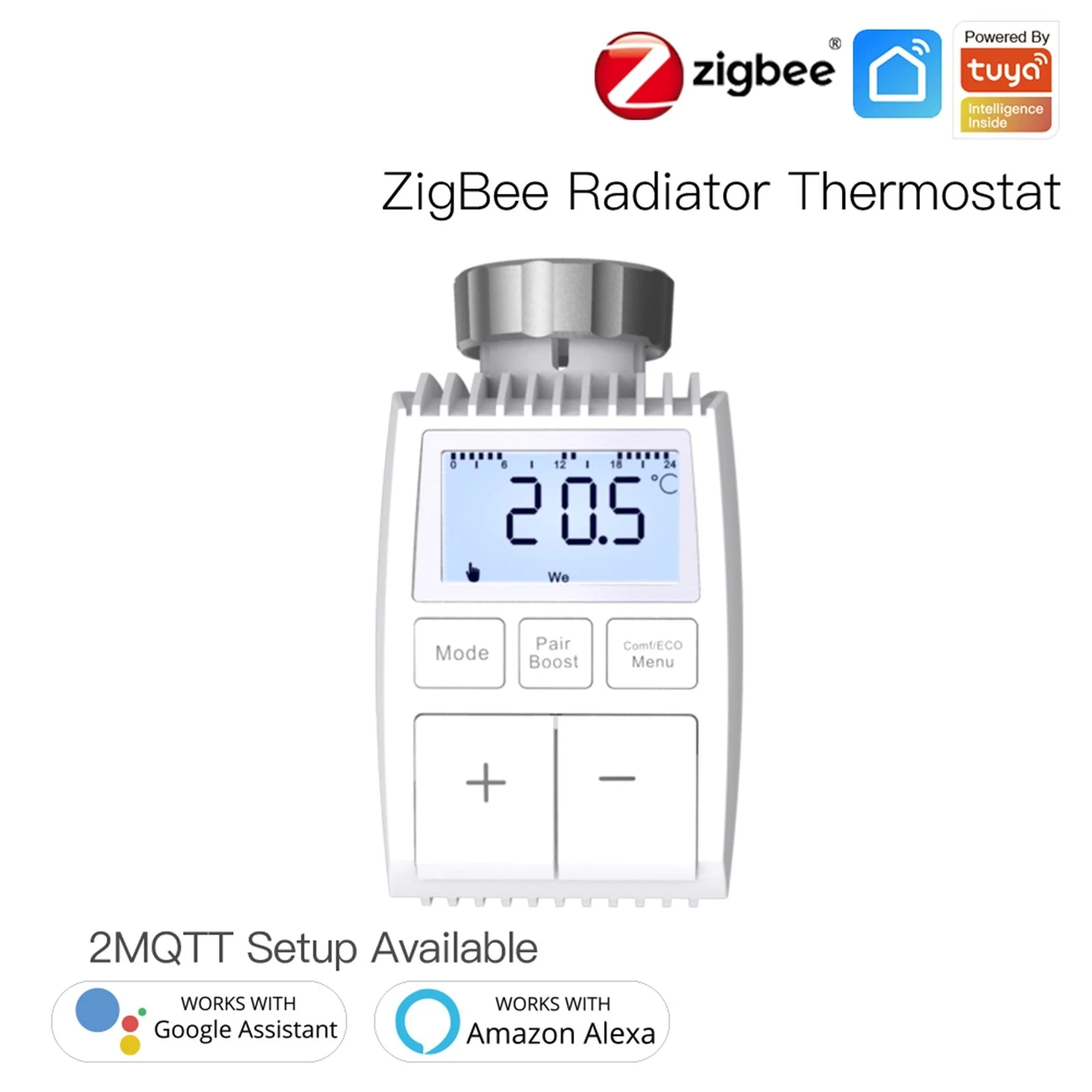 Smart Programmable Radiator Actuator Valve Tuya ZigBee3.0 Round Screen Thermostat Temperature Controller 3