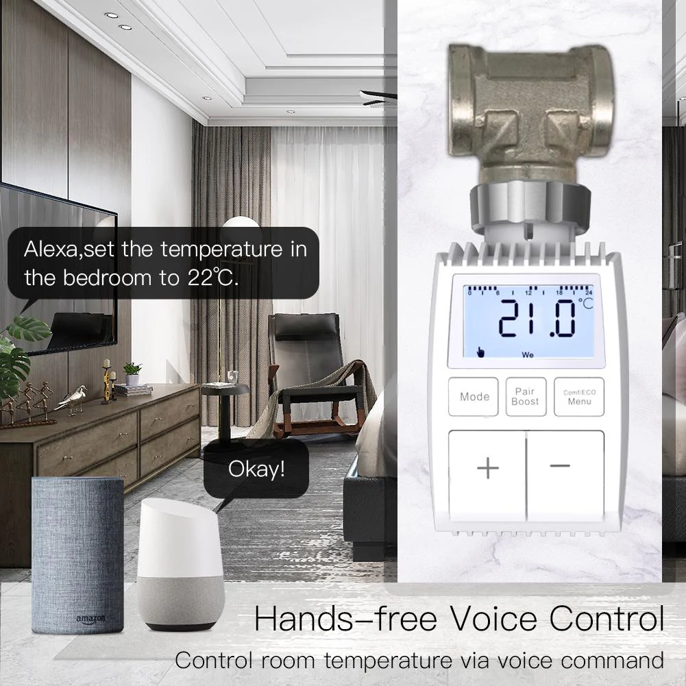 Smart Programmable Radiator Actuator Valve Tuya ZigBee3.0 Round Screen Thermostat Temperature Controller 5