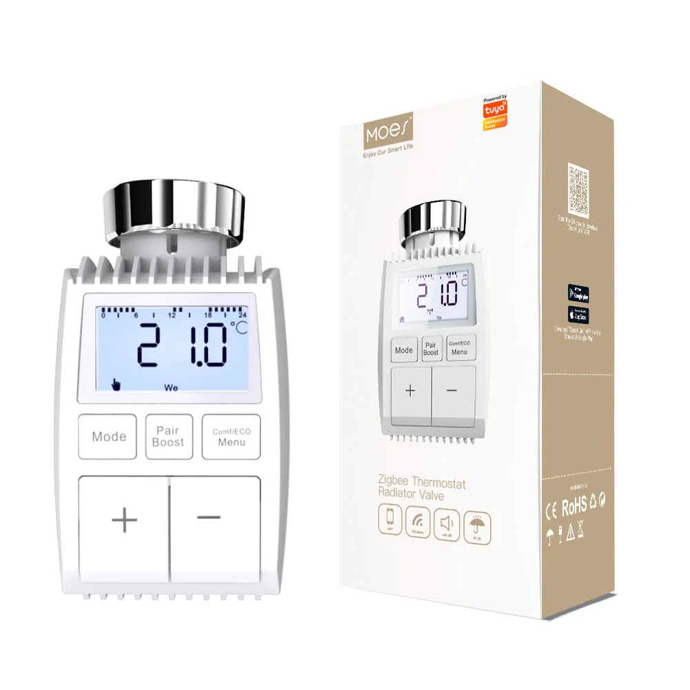 Smart Programmable Radiator Actuator Valve Tuya ZigBee3.0 Round Screen Thermostat Temperature Controller 10