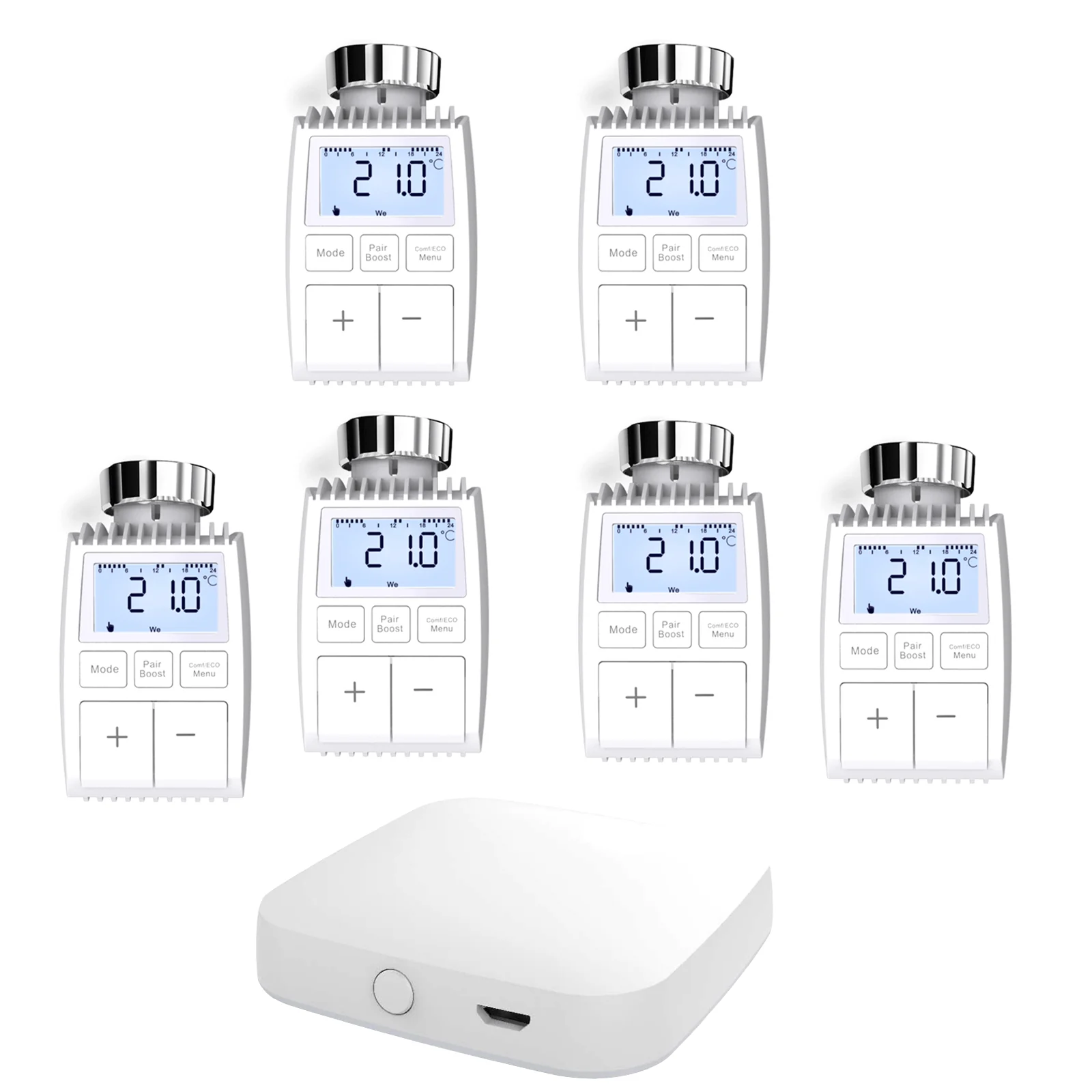 Smart Programmable Radiator Actuator Valve Tuya ZigBee3.0 Round Screen Thermostat Temperature Controller 18
