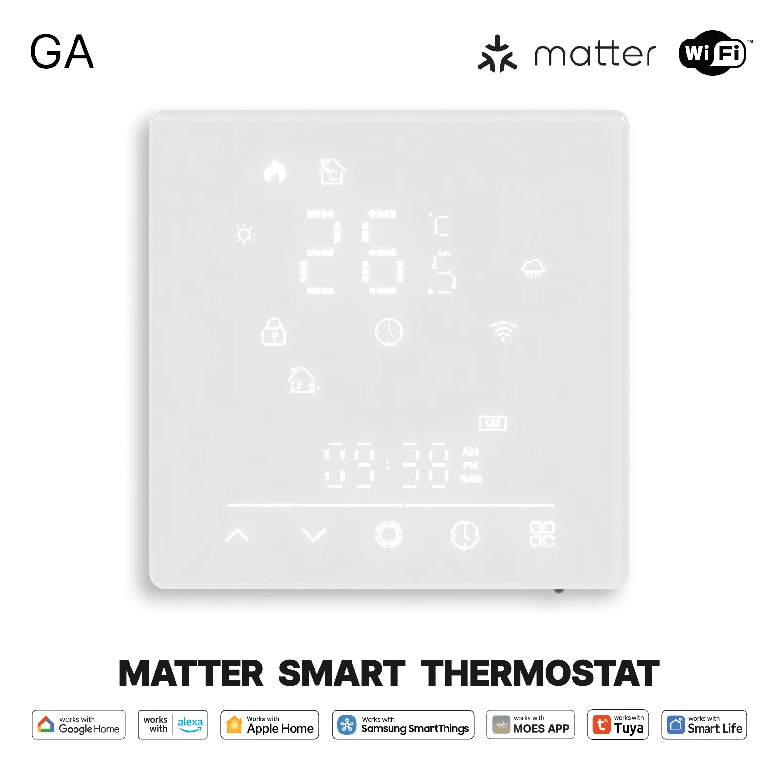 Smart Thermostat Matter WiFi Temperature Controller Water/ Electric /Gas /Boiler Floor Heating 7