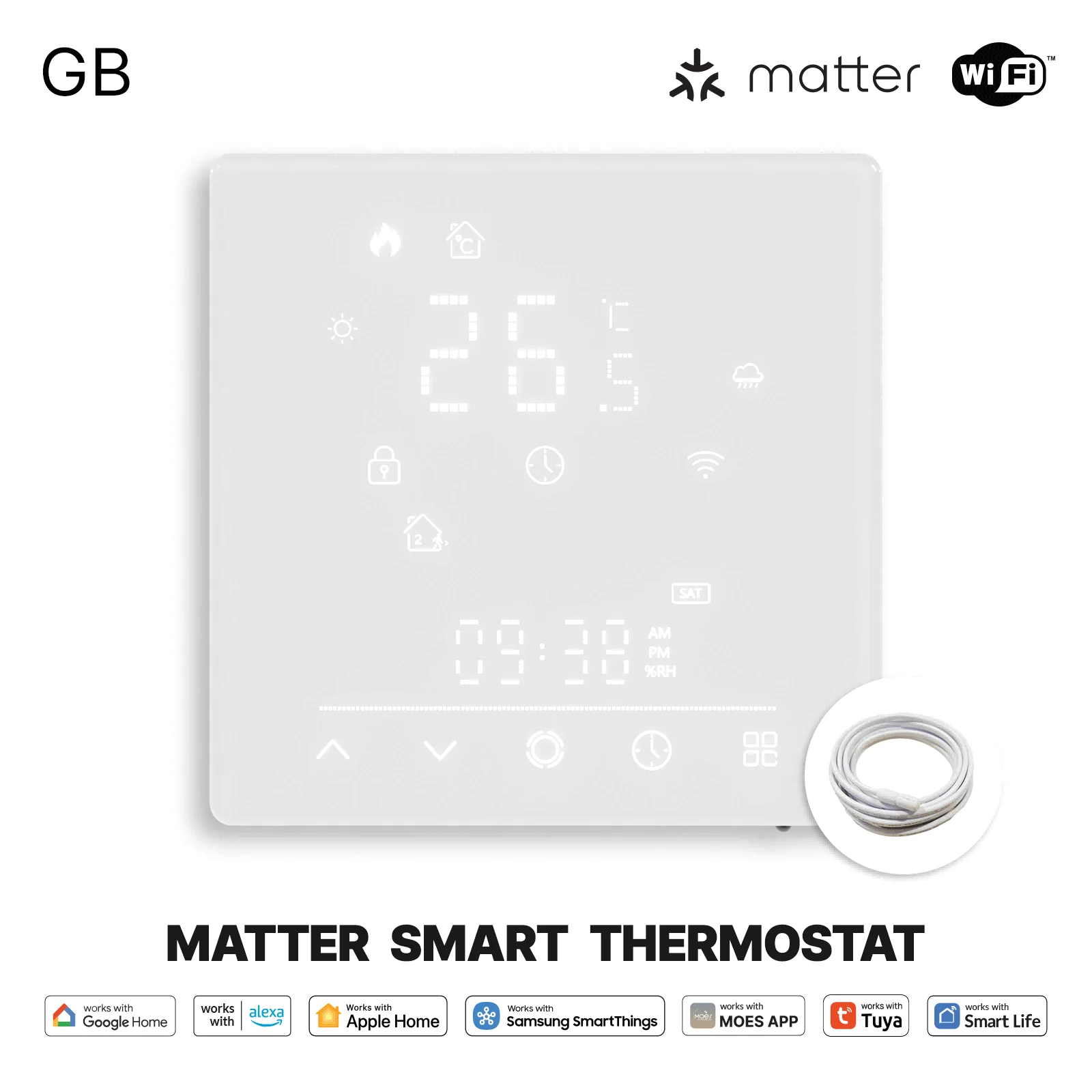 Smart Thermostat Matter WiFi Temperature Controller Water/ Electric /Gas /Boiler Floor Heating 8