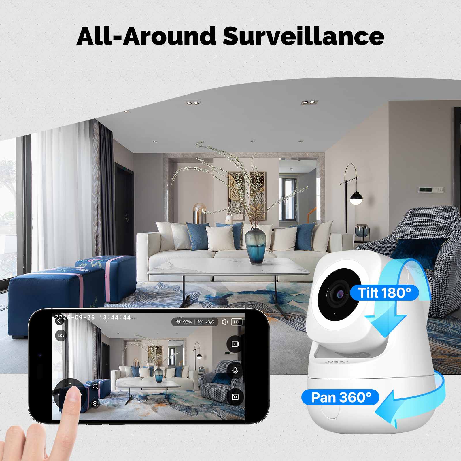 Smart WiFi Camera Indoor 3MP HD Home Monitoring Surveillace Work with Alexa Google Home 2