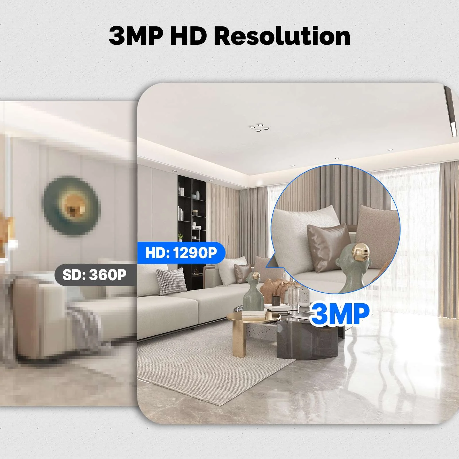 Smart WiFi Camera Indoor 3MP HD Home Monitoring Surveillace Work with Alexa Google Home 3