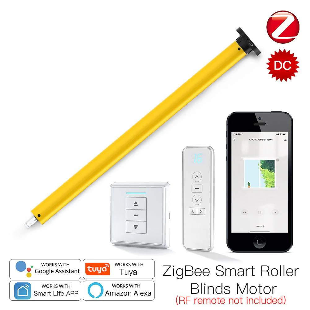ZigBee Automatic 38mm Smart Tubular Roller Blinds Motor RF433 Remote Control 2