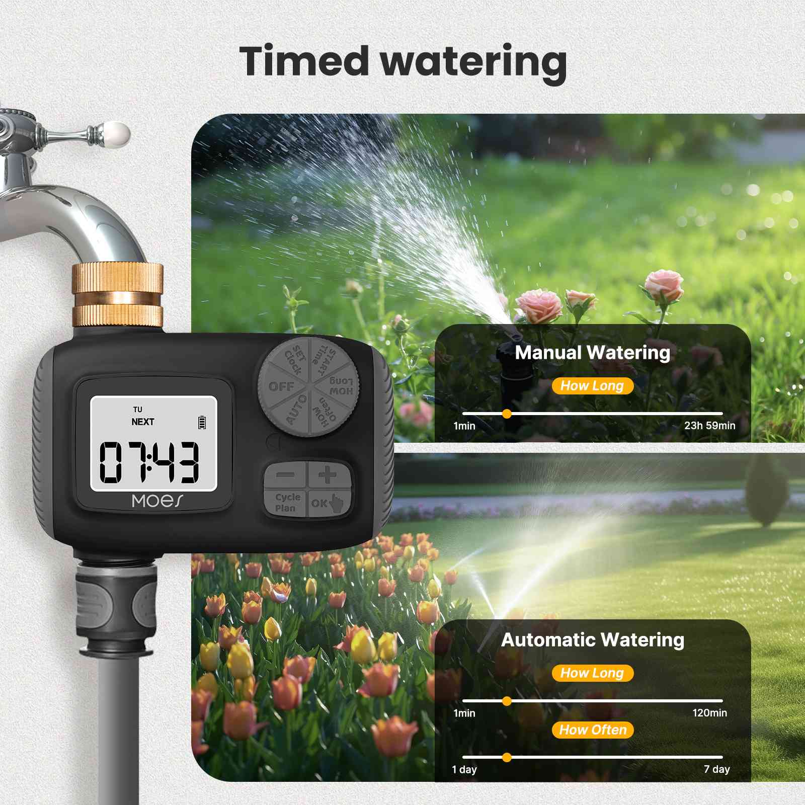 Sprinkler Timer For Garden Hose Drip Irrigation Auto Watering 1-Outlet 2