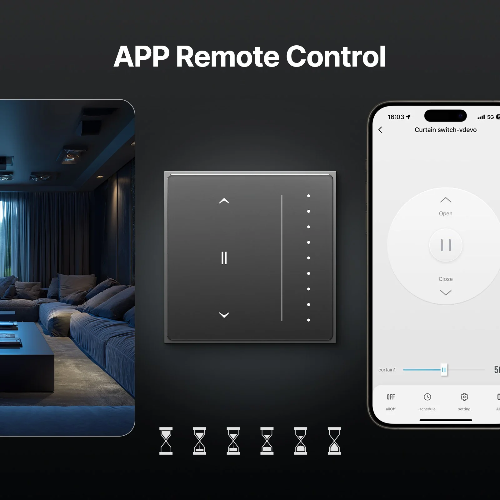 Star Feather Series Zigbee Smart Curtain Switch Anti-Glare Touch Panel Flowing Backlight EU Version 2
