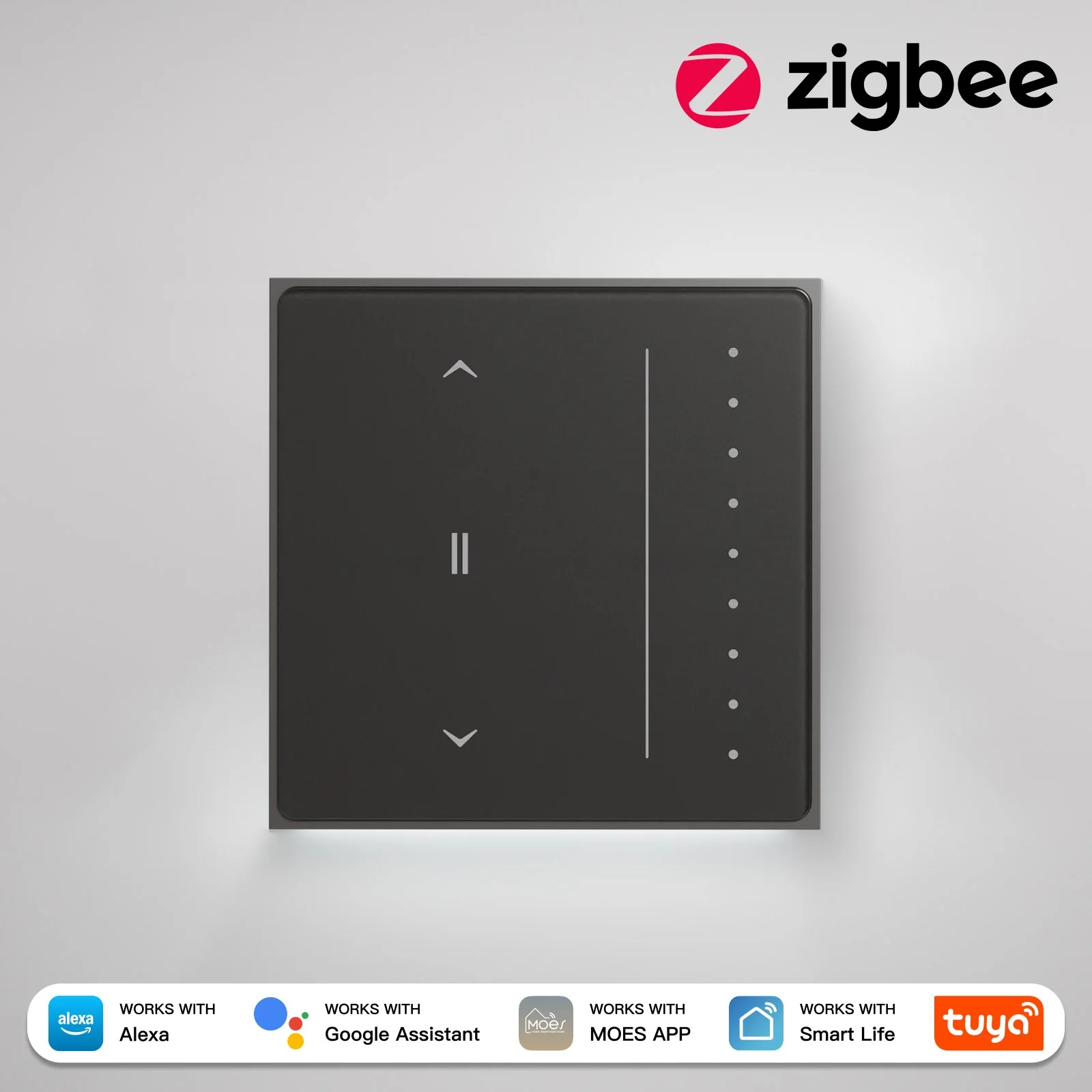 Star Feather Series Zigbee Smart Curtain Switch Anti-Glare Touch Panel Flowing Backlight EU Version 8