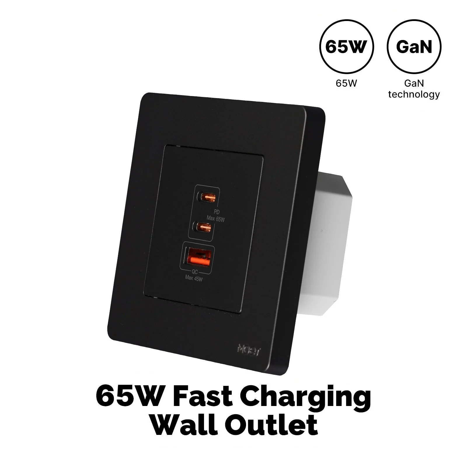 Star Ring 30W/65W Fast Charging PD3.0 Wall Electrical Outlet Charger GaN Socket 3 Ports Type C USB A 10