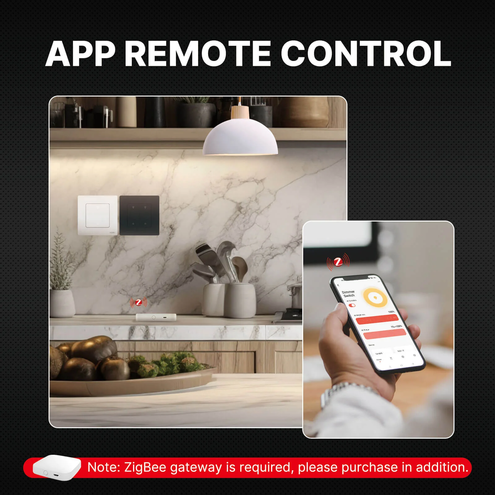 MOES Star Ring ZigBee Smart Dimmer Switch for Light Dimming Work with Alexa Google Home Dimmable 1-3Gang 6
