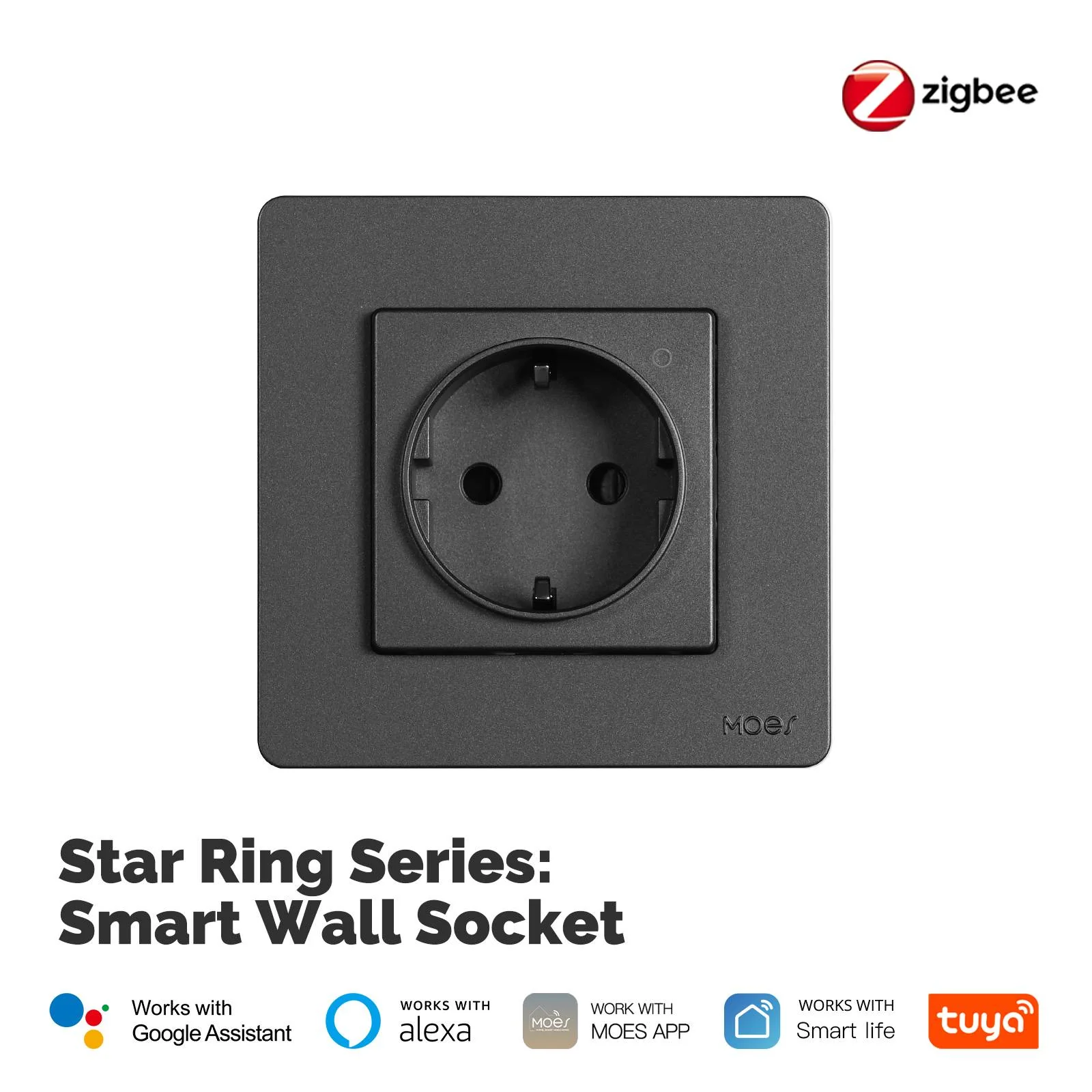 Star Ring ZigBee Smart Socket EU Wall Embedded Outlet Energy Monitor 8