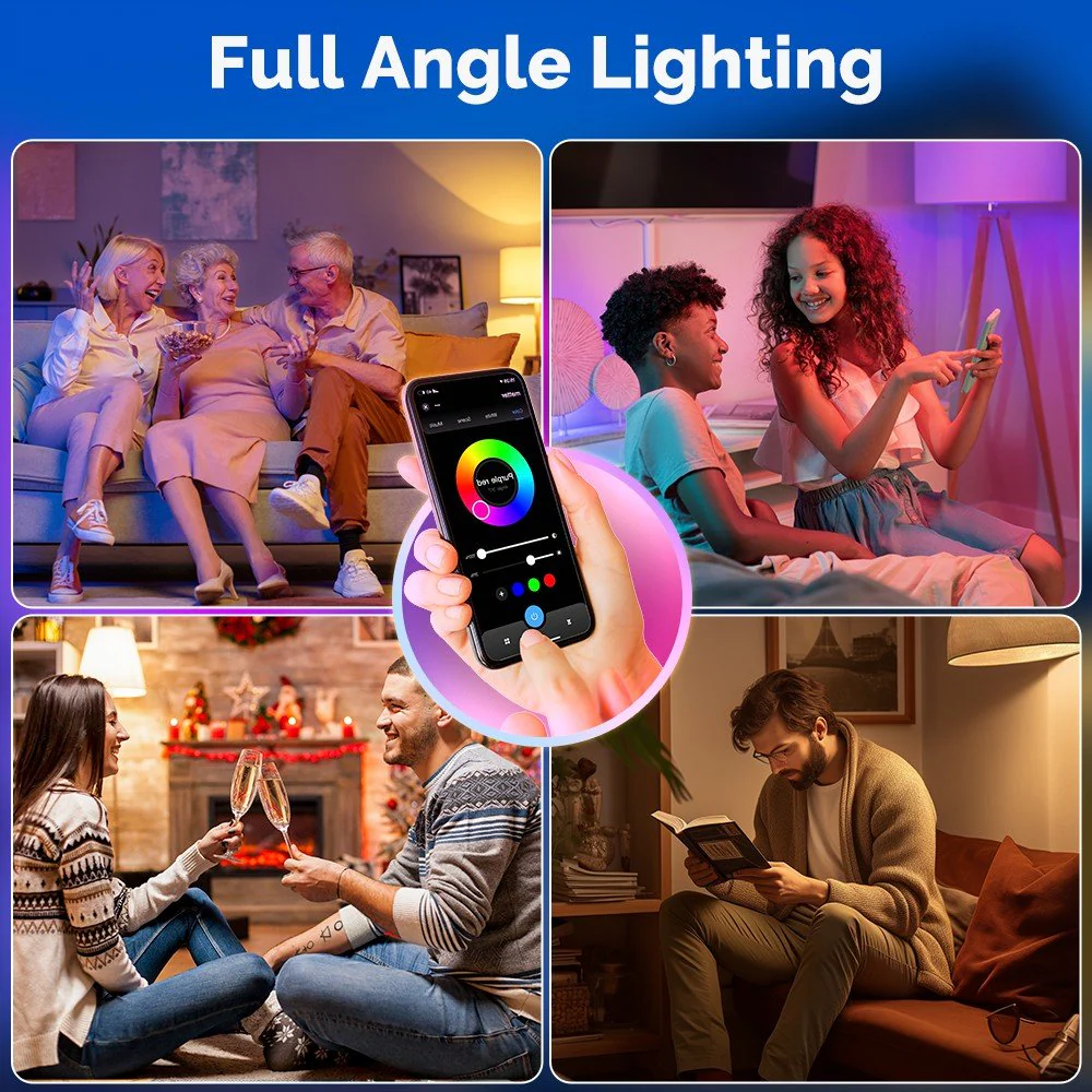 Tuya Matter WiFi Smart LED E27 Dimmable Light Bulbs RGB 2700K-6500K W+C 6