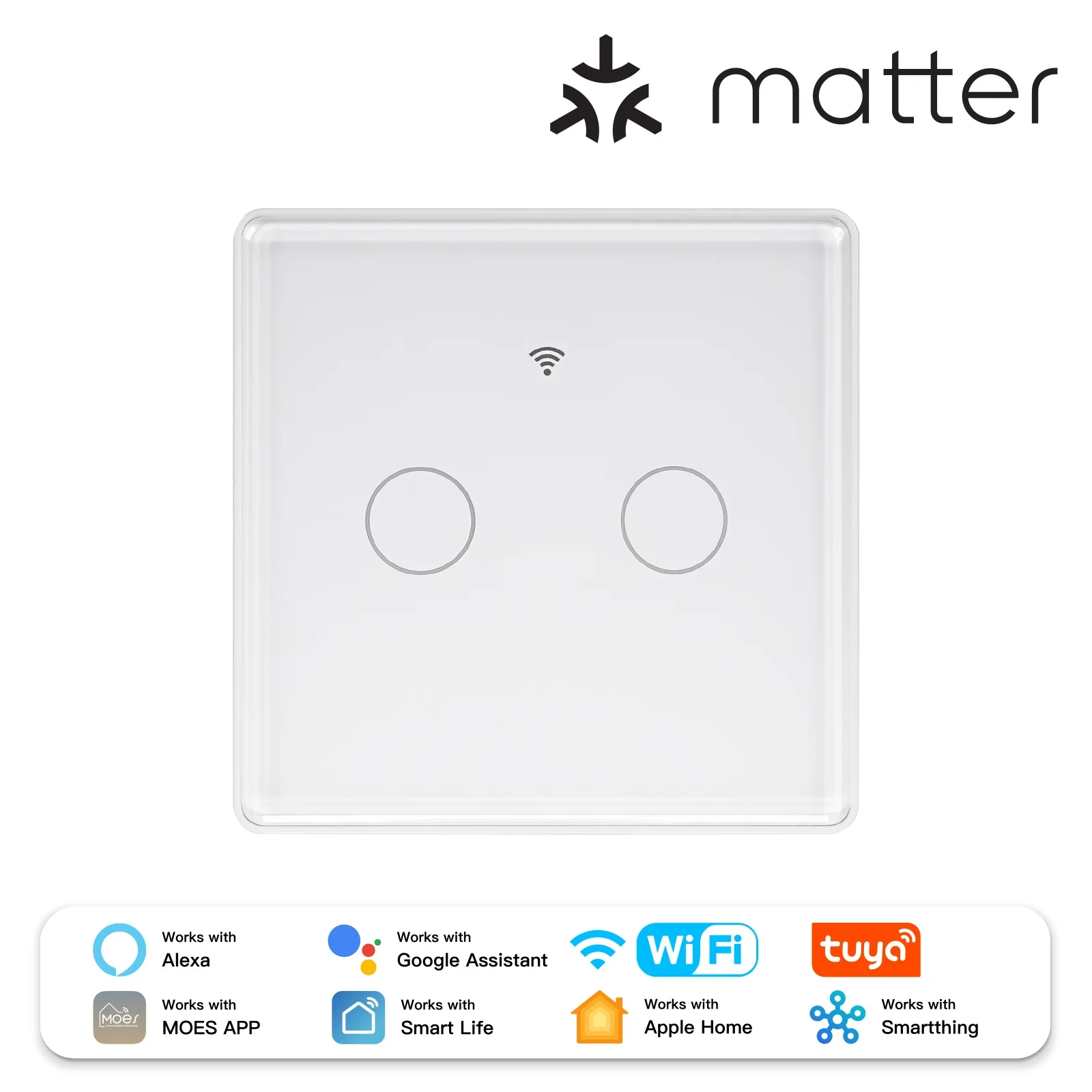 Tuya Matter WiFi Smart Light Switch 2.5D Glass Panel Neutral Wire Required EU Version 8