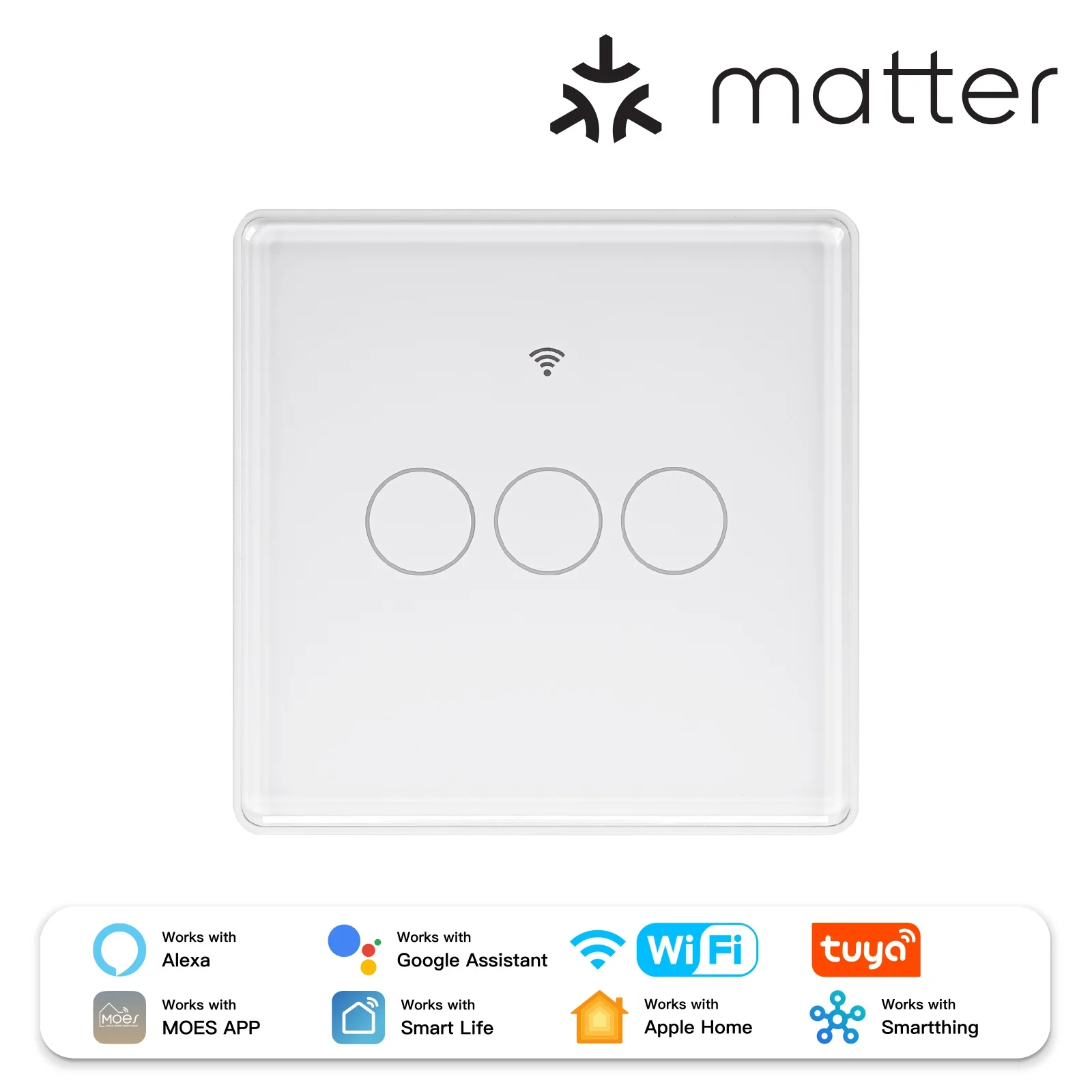 Tuya Matter WiFi Smart Light Switch 2.5D Glass Panel Neutral Wire Required EU Version 9