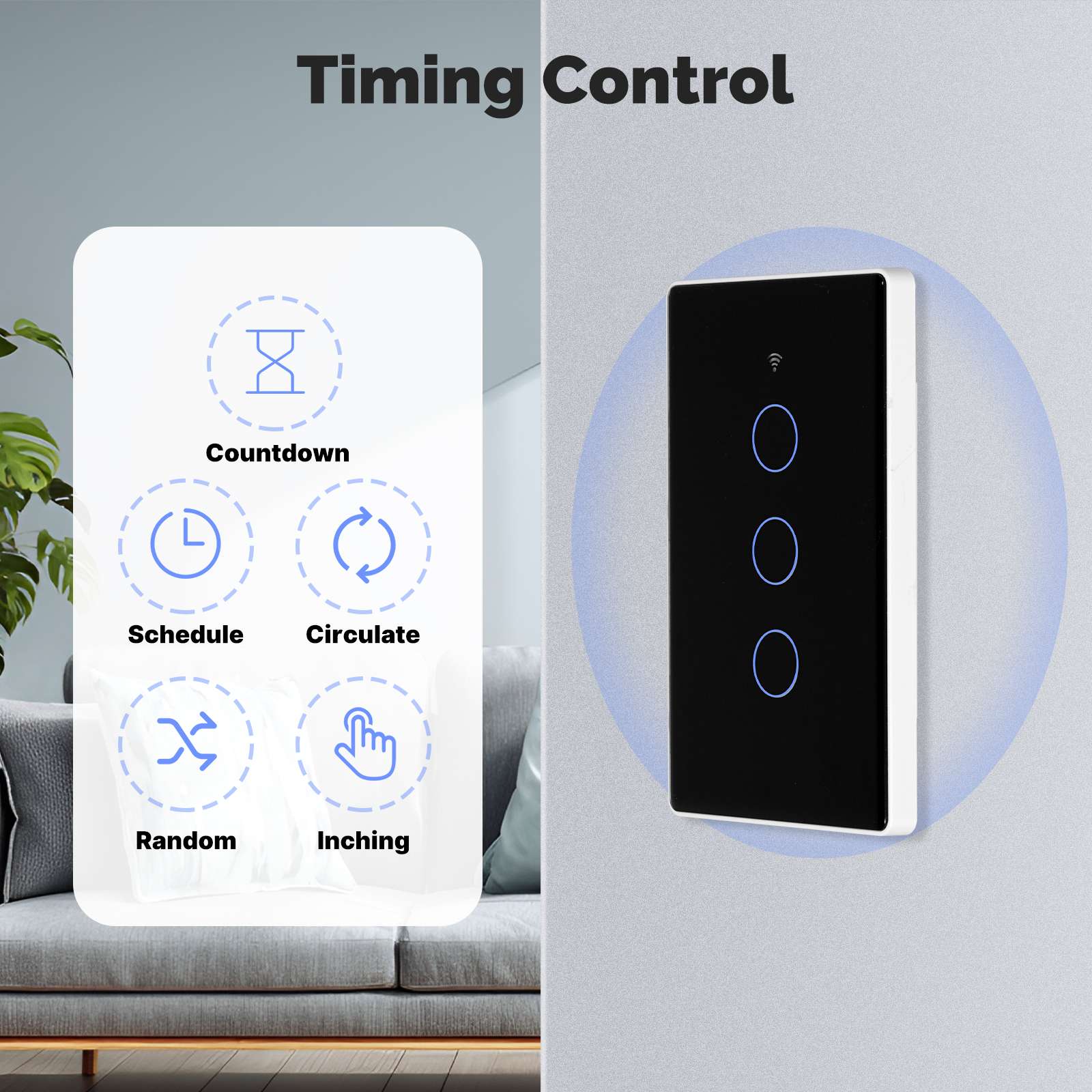 Tuya Matter WiFi Smart Light Switch 2.5D Glass Panel Neutral Wire Required US Version 5
