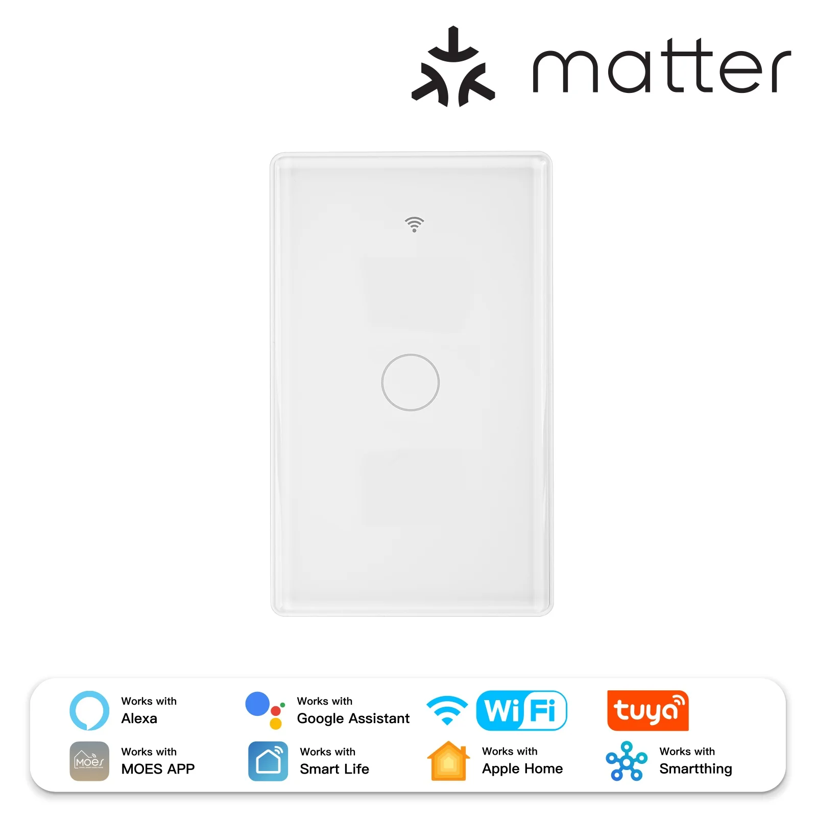 Tuya Matter WiFi Smart Light Switch 2.5D Glass Panel Neutral Wire Required US Version 7