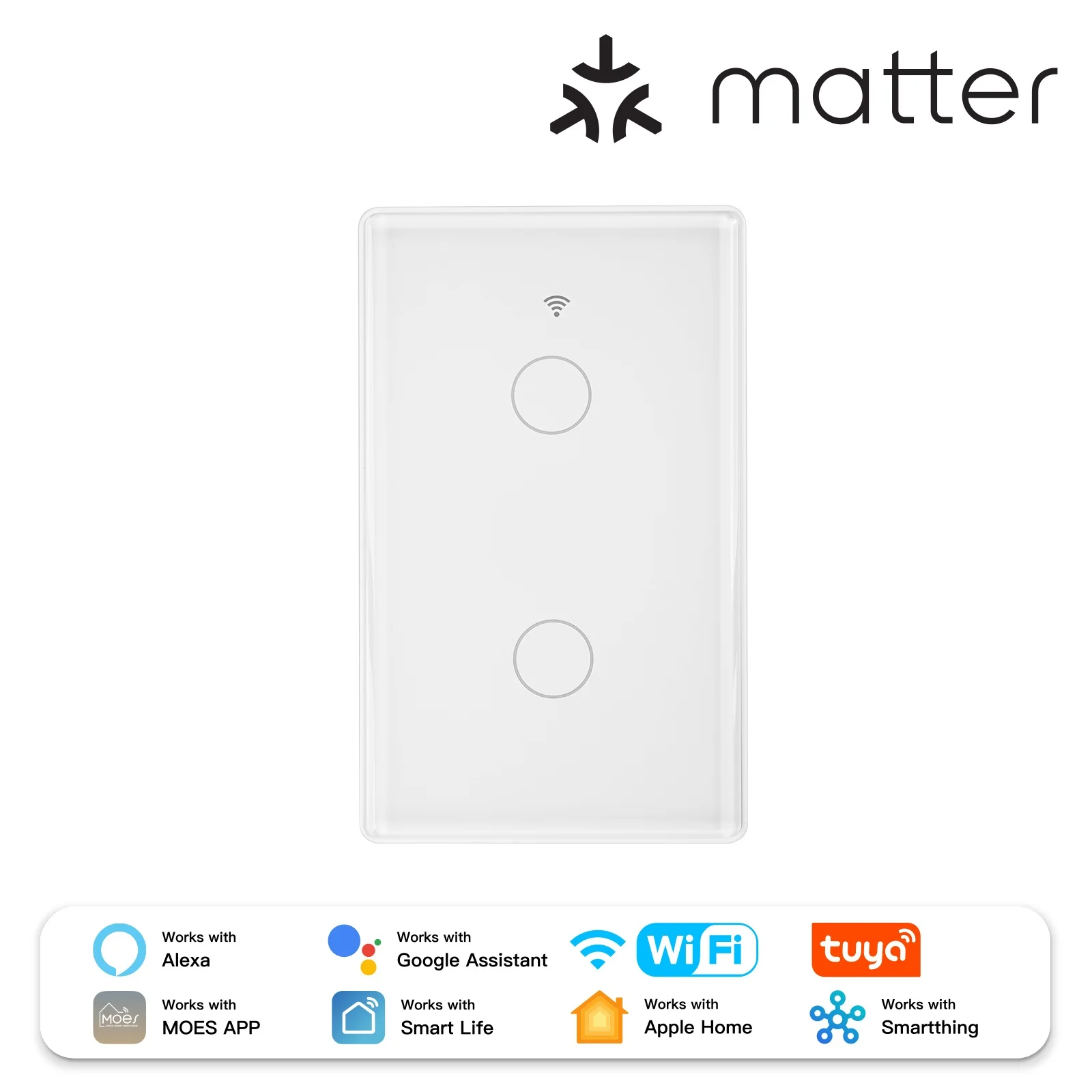 Tuya Matter WiFi Smart Light Switch 2.5D Glass Panel Neutral Wire Required US Version 8