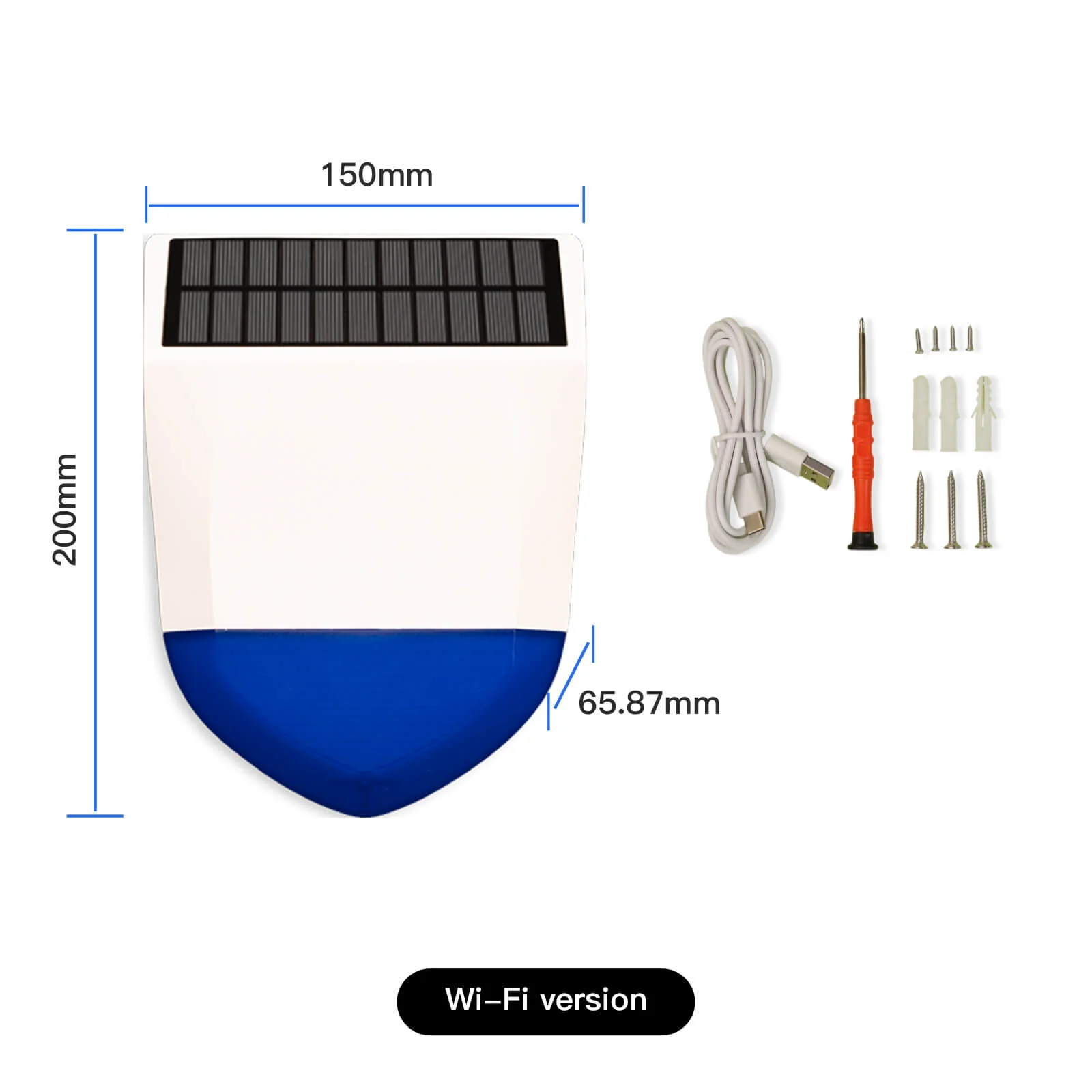 Tuya Smart Wifi/Zigbee Sound Light Siren Alarm Solar Energy Outdoor IPX5 Waterproof Tamper Alarm With Rechargeable Battery 8