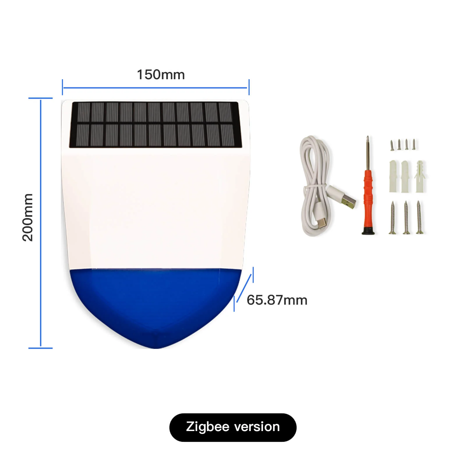Tuya Smart Wifi/Zigbee Sound Light Siren Alarm Solar Energy Outdoor IPX5 Waterproof Tamper Alarm With Rechargeable Battery 9