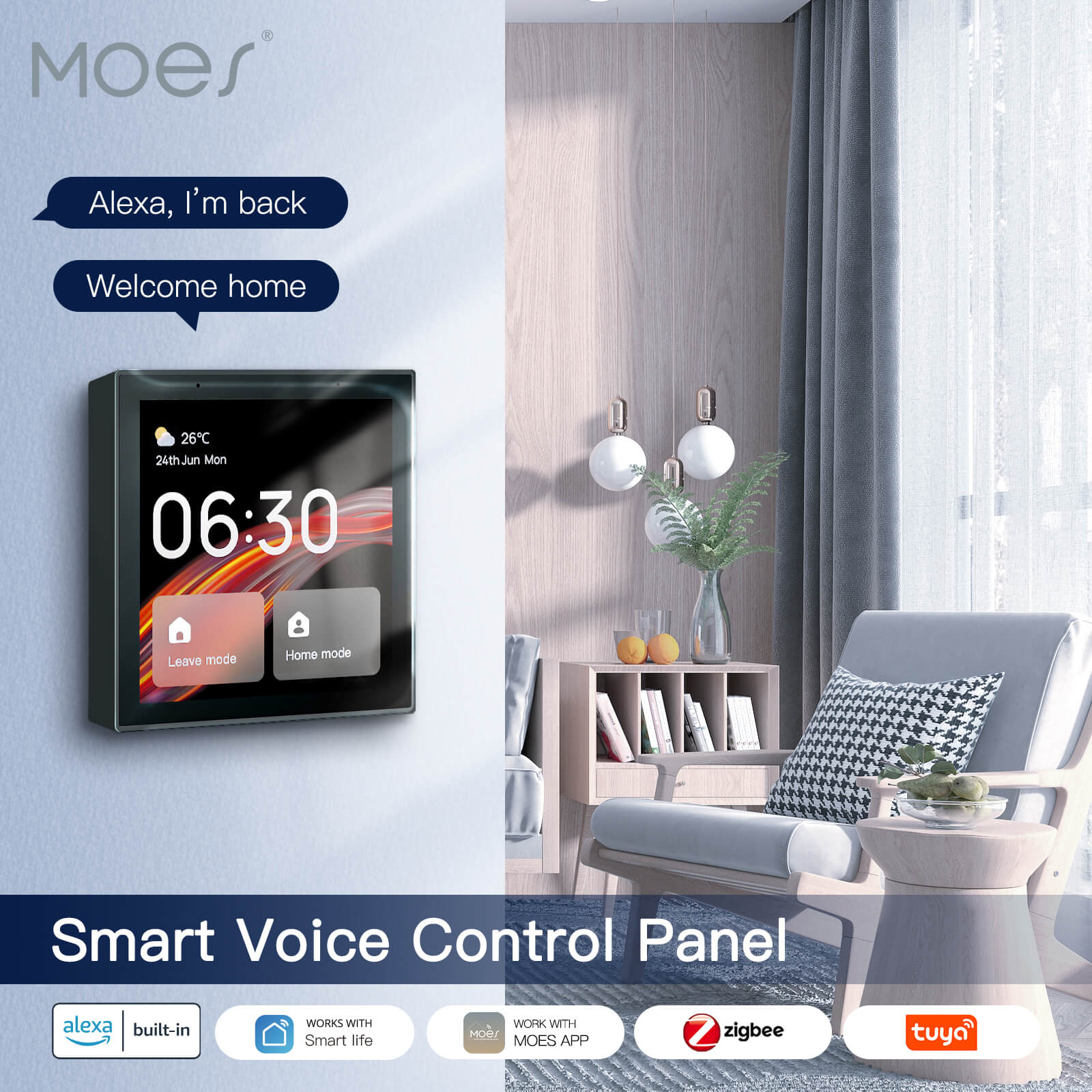 Tuya Wifi Smart Touch Screen Center Control Panel with Voice Control Alexa Built-in ZigBee Gateway Built-in 3