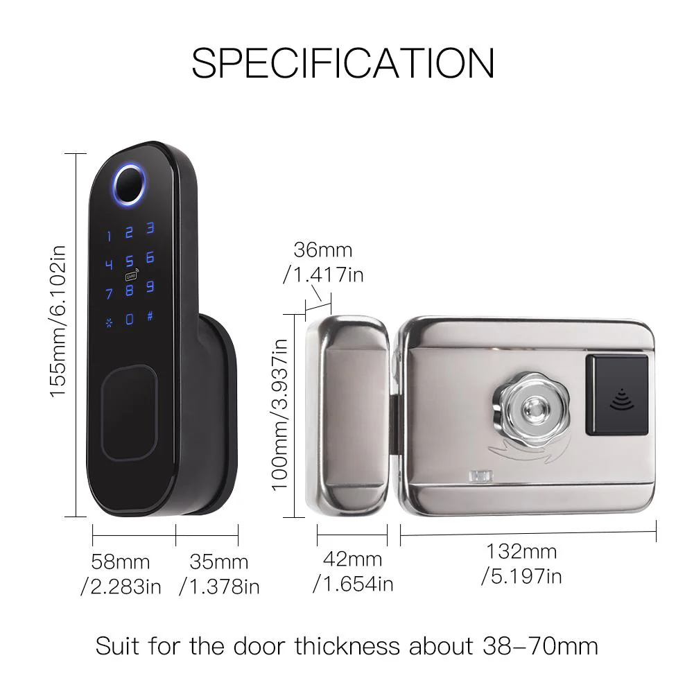 Wifi Tuya Smart Door Lock Fingerprint Digital Password Lock 7