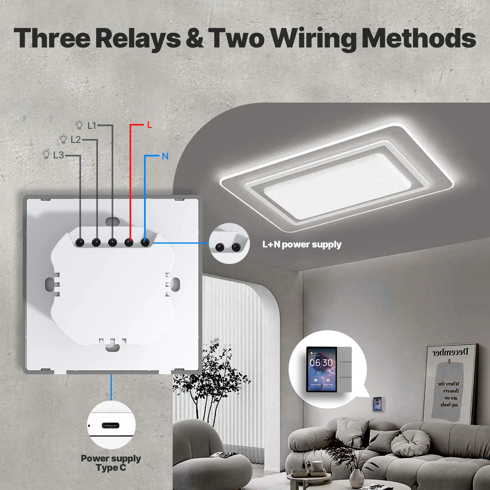 Tuya WiFi 3.5-inch Smart Center Touch Control Panel 3 Relays Physical Buttons Ble Sigmesh Hub Built-in 4