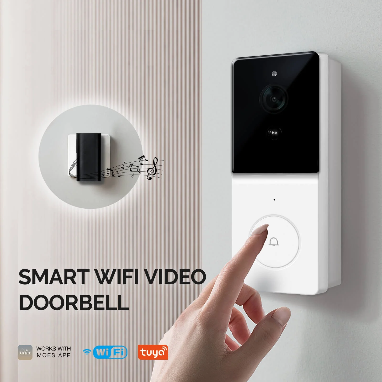 MOES Smart WiFi Video Doorbell Camera 2-way Audio Intercom Outdoor Wireless Door Bell Night Vision EU Version 2