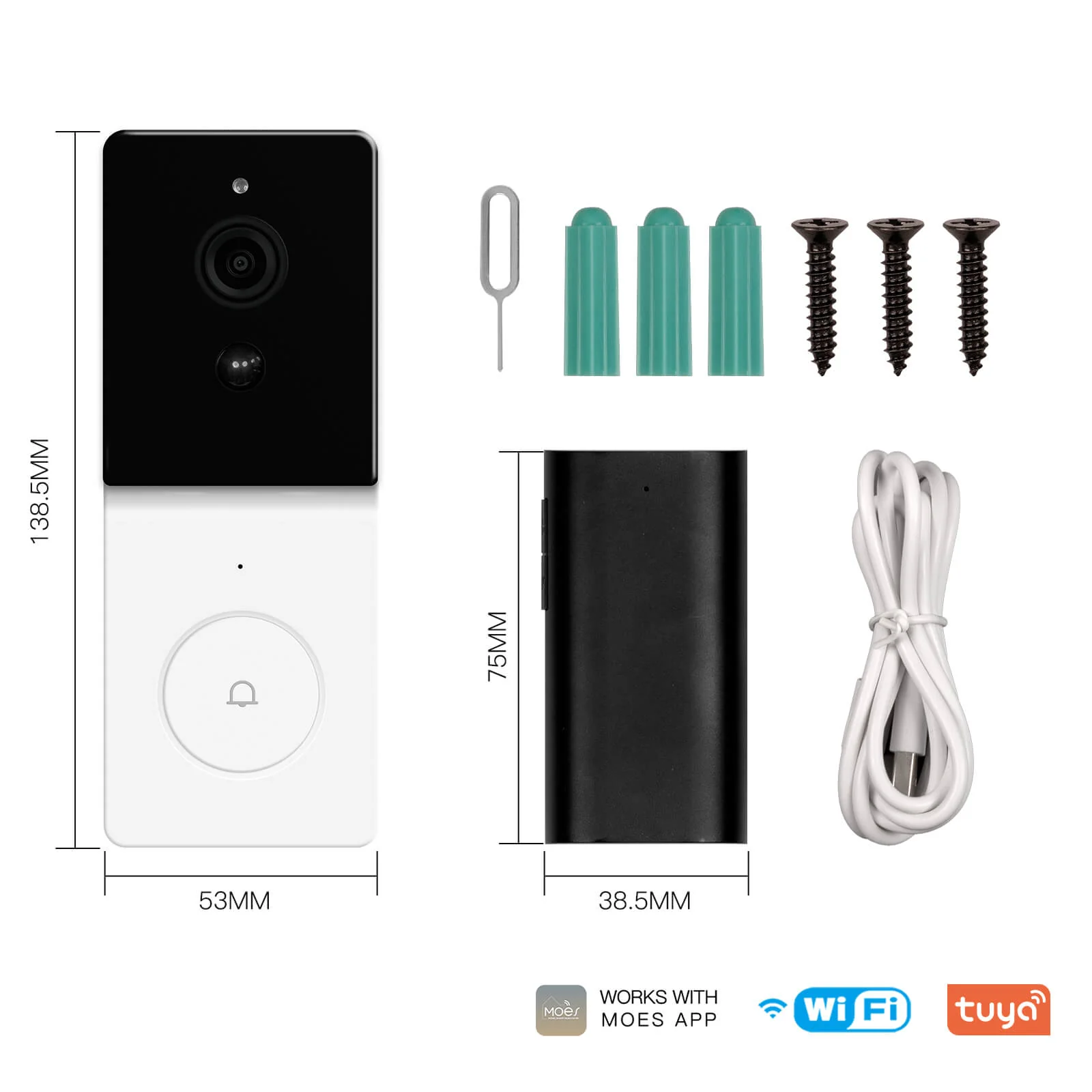 MOES Smart WiFi Video Doorbell Camera 2-way Audio Intercom Outdoor Wireless Door Bell Night Vision EU Version 8