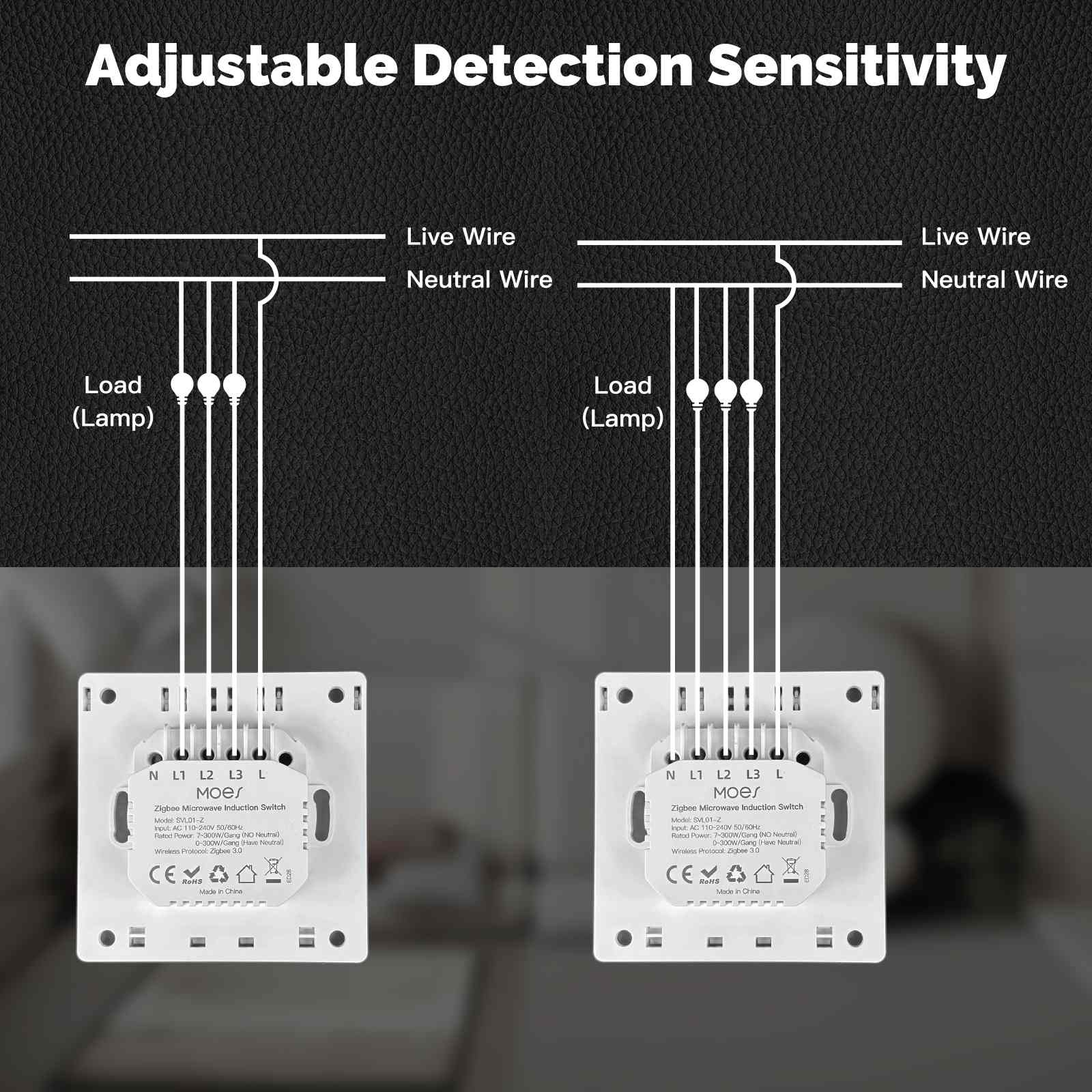 Tuya Zigbee Smart Human Presence mmWave Radar Detection Wall Light Switch Neutral Wire Optional EU Version 2