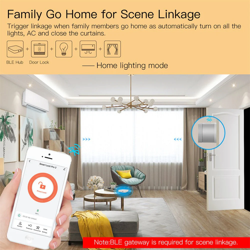 【US Version】 MOES BLE Smart Door Lock Bank-grade AES128 Bit and TLS Encryption BLE Sensor APP Remote Unlocking Scene Linkage 2