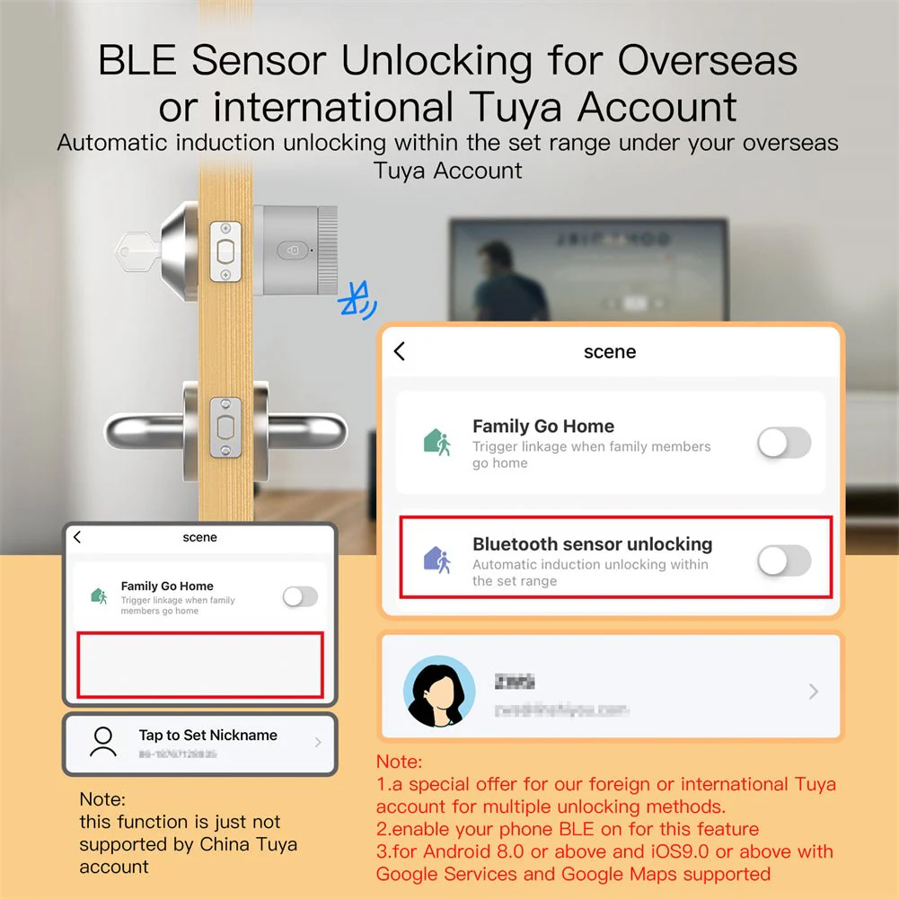 【US Version】 MOES BLE Smart Door Lock Bank-grade AES128 Bit and TLS Encryption BLE Sensor APP Remote Unlocking Scene Linkage 3