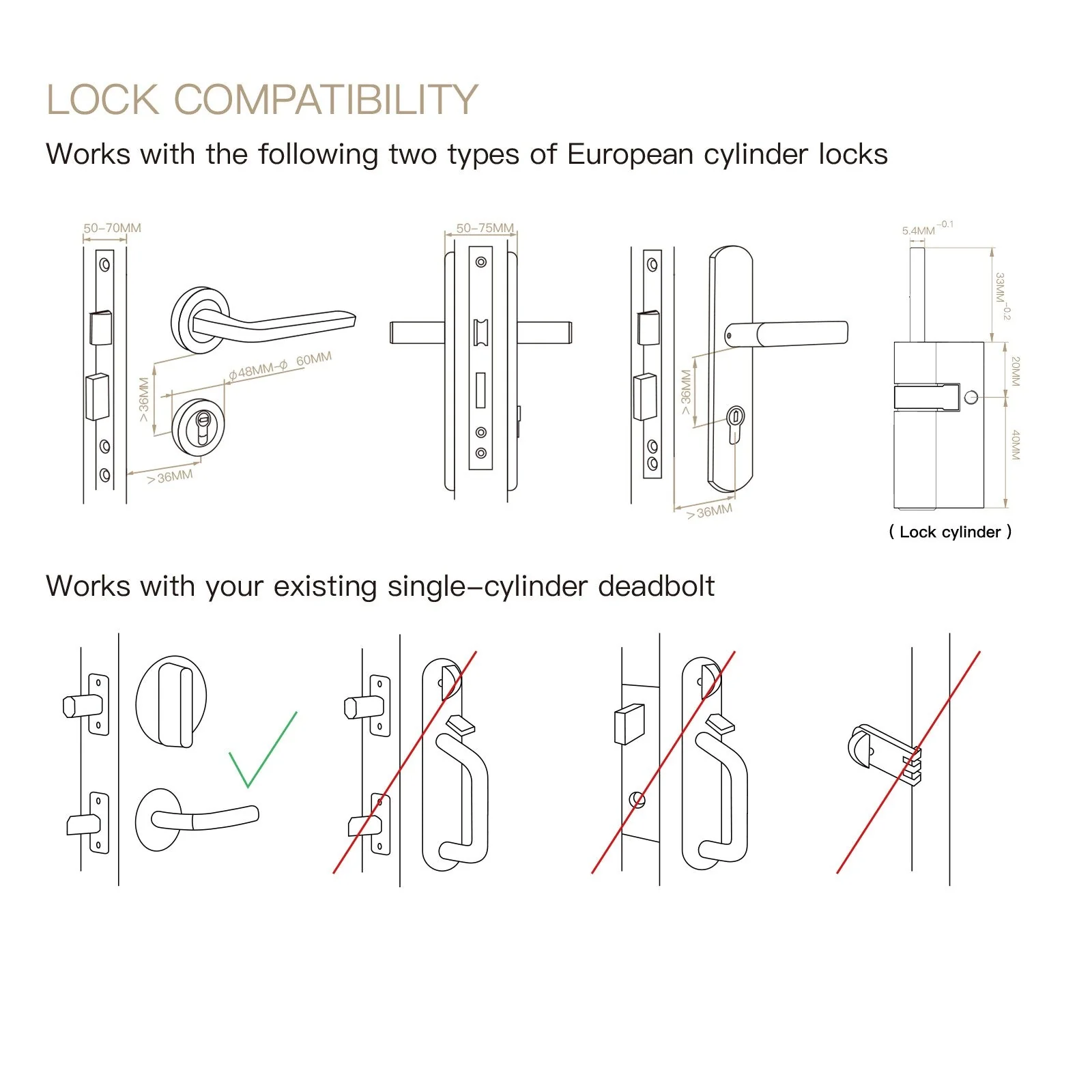 【US Version】 MOES BLE Smart Door Lock Bank-grade AES128 Bit and TLS Encryption BLE Sensor APP Remote Unlocking Scene Linkage 8
