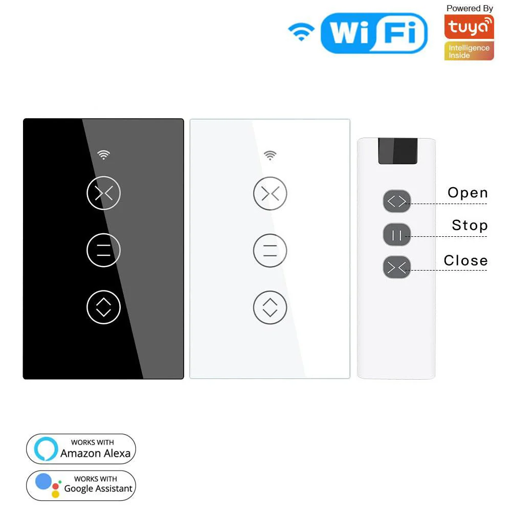WiFi Curtain Blinds Roller Shutter Switch RF433 Smart Touch Curtain Switch Single Pole Neutral Wire Required US 2