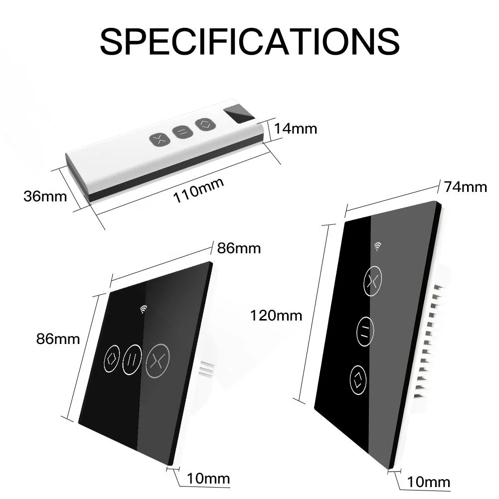 WiFi Curtain Blinds Roller Shutter Switch RF433 Smart Touch Curtain Switch Single Pole Neutral Wire Required US 13