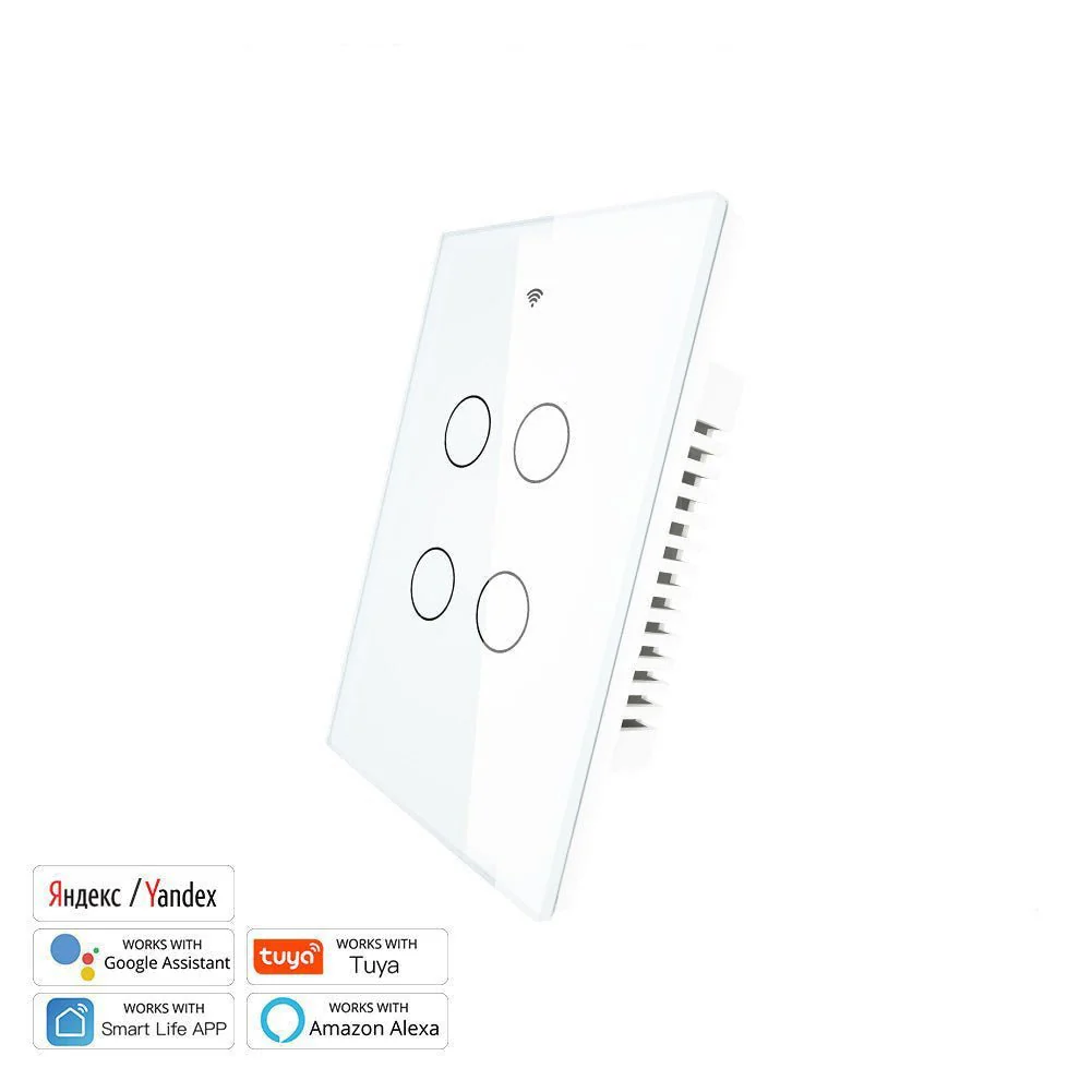 WiFi RF433 Smart Light Wall Touch Switch Single Pole No Neutral 95-130V US Standard 11