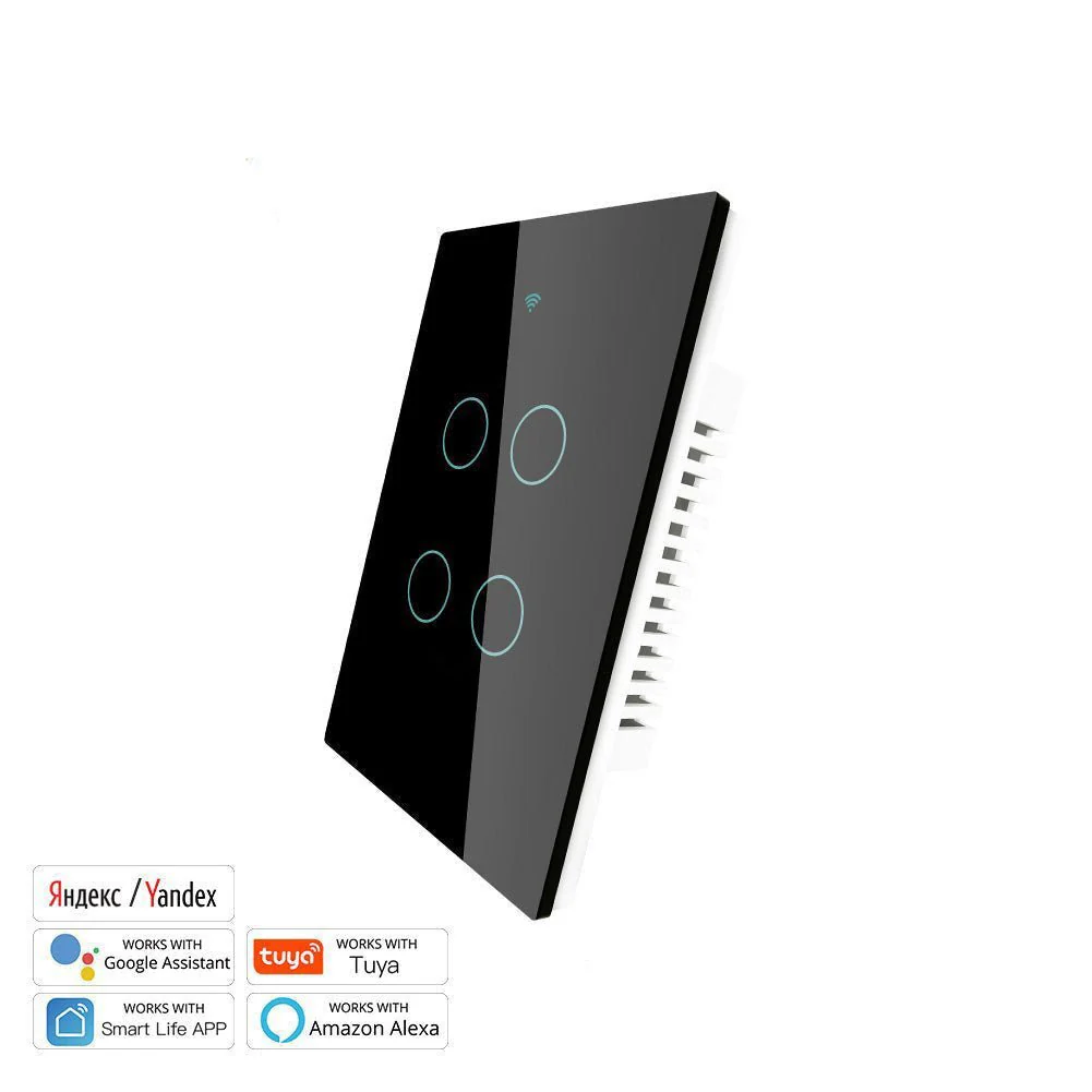 WiFi RF433 Smart Light Wall Touch Switch Single Pole No Neutral 95-130V US Standard 12