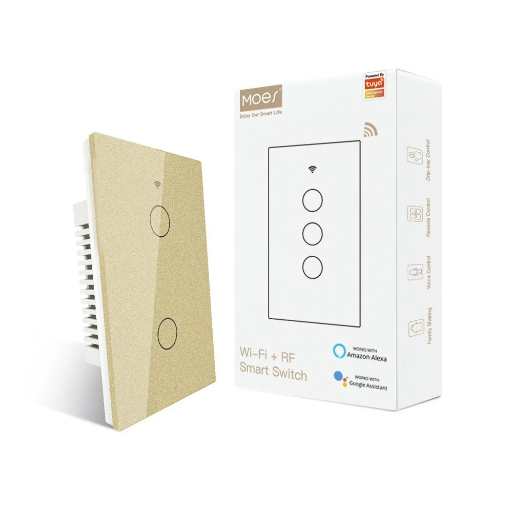 WiFi RF433 Smart Light Wall Touch Switch Single Pole No Neutral 95-130V US Standard 18