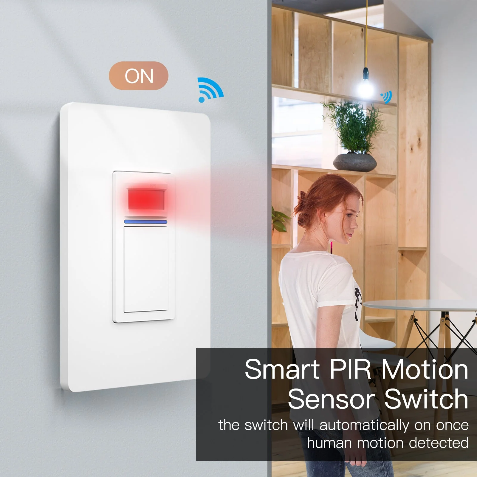 WiFi Smart Light PIR Motion Sensor Light Switch Single Pole Neutral Wire Required 110-125V 3