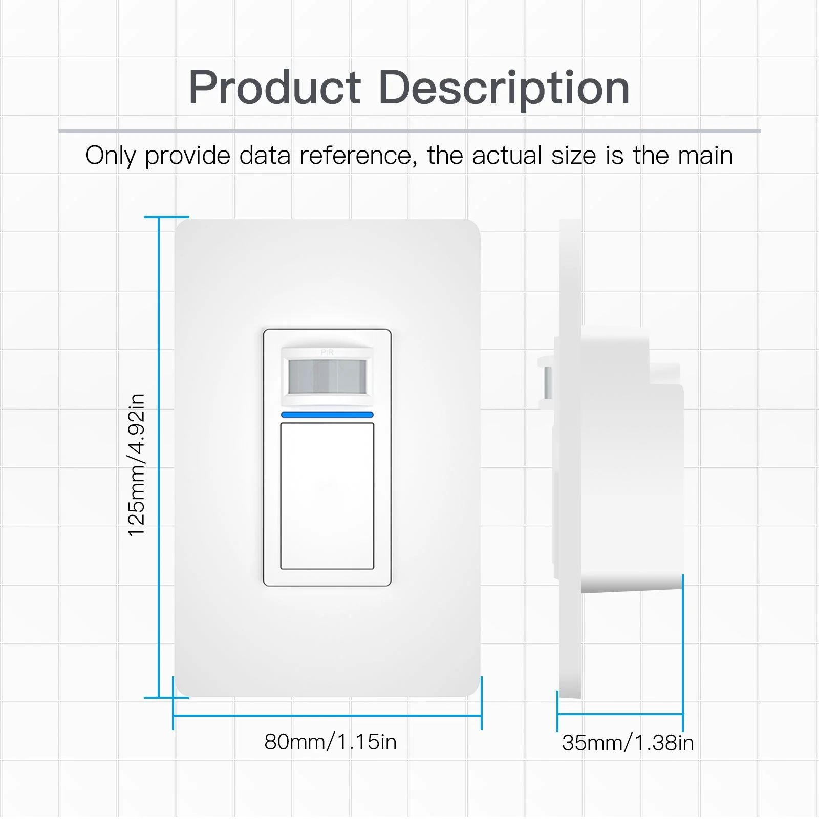 WiFi Smart Light PIR Motion Sensor Light Switch Single Pole Neutral Wire Required 110-125V 8