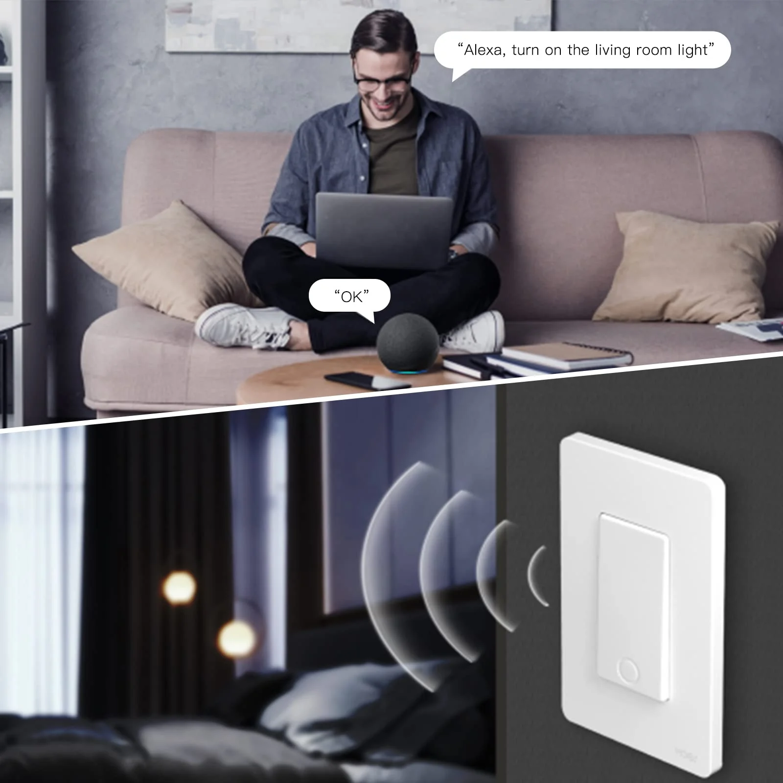 MOES Star Ring 2nd Generation Smart Single Pole 3 Way WIFI Switch 1/2/3/4 Gang US Standard 5