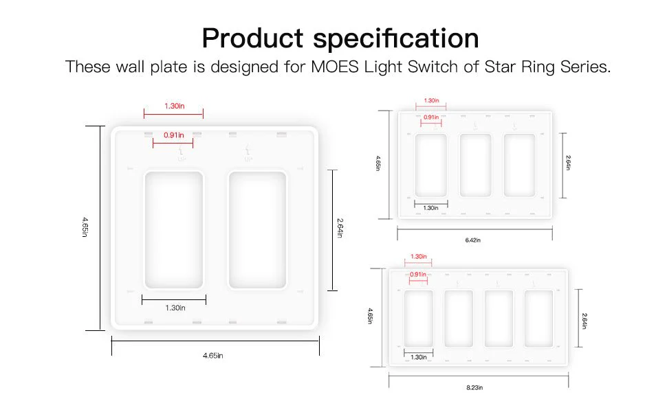MOES Star Ring 2nd Generation Smart Single Pole 3 Way WIFI Switch 1/2/3/4 Gang US Standard 14