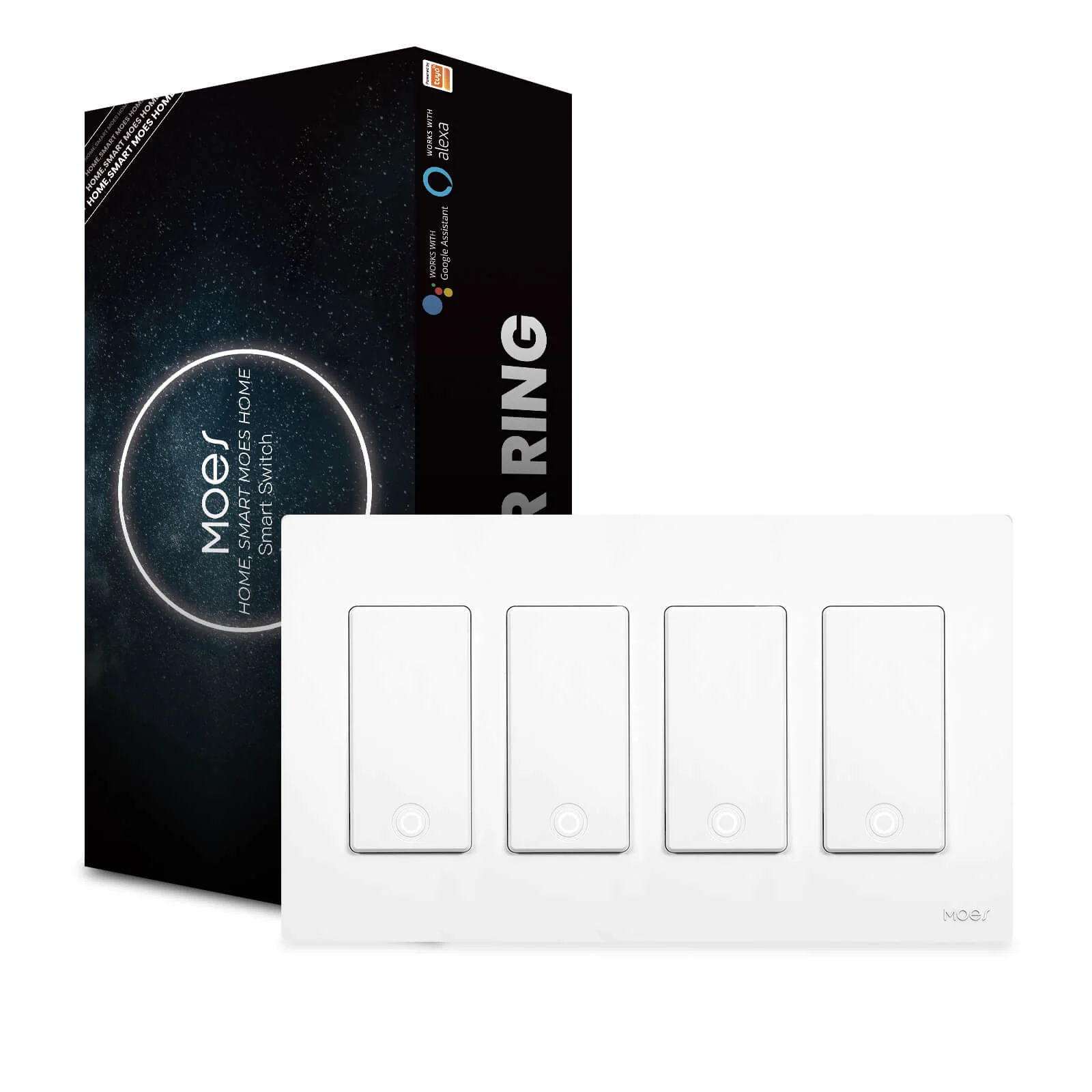MOES Star Ring 2nd Generation Smart Single Pole 3 Way WIFI Switch 1/2/3/4 Gang US Standard 16