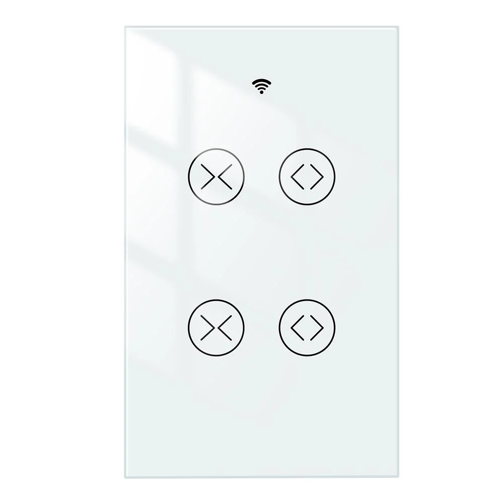 WiFi RF433 Smart Curtain 2 Gang Blind Touch Switch Single Pole Neutral Wire Required US 8